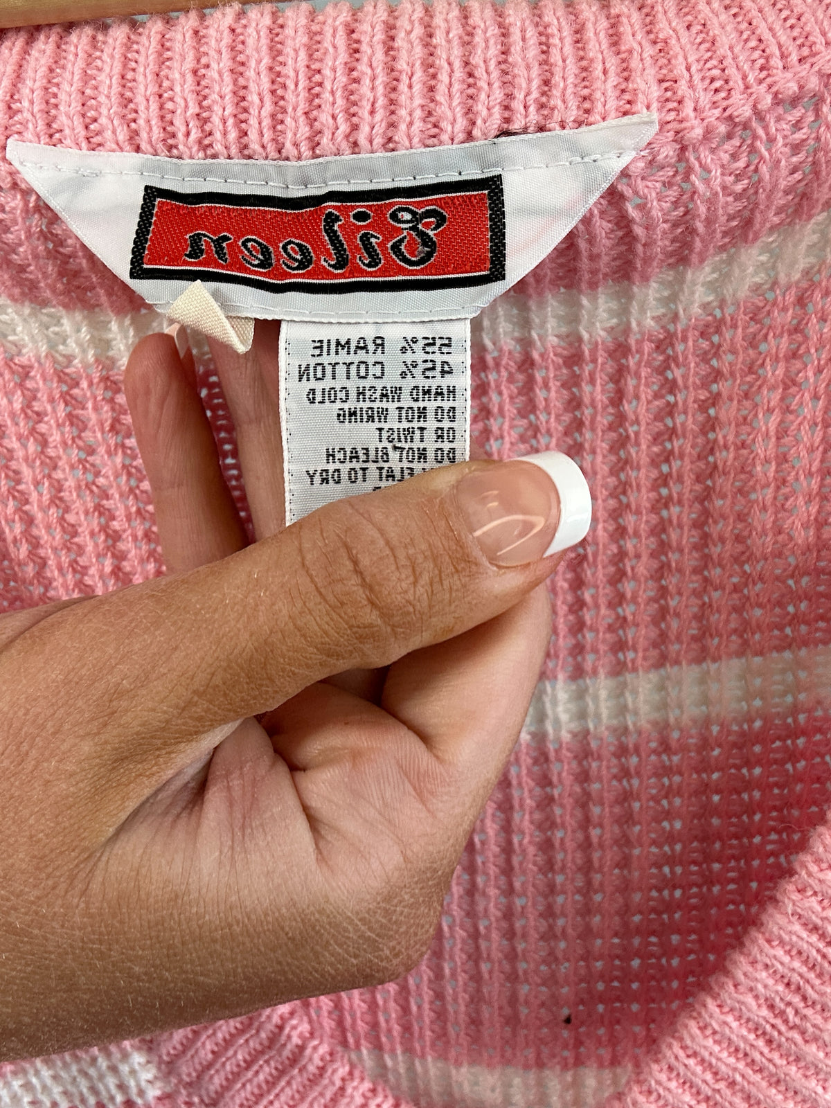 Vintage Eileen Pink White Striped Chunky Sweater Vest