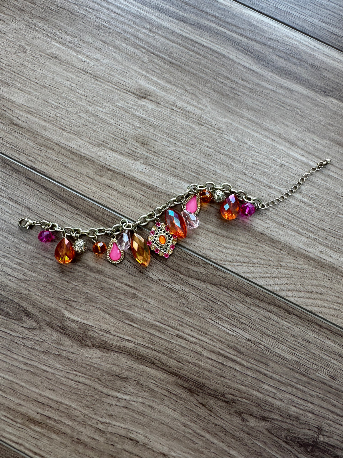 Y2K Orange Pink Gold Charm Bracelet