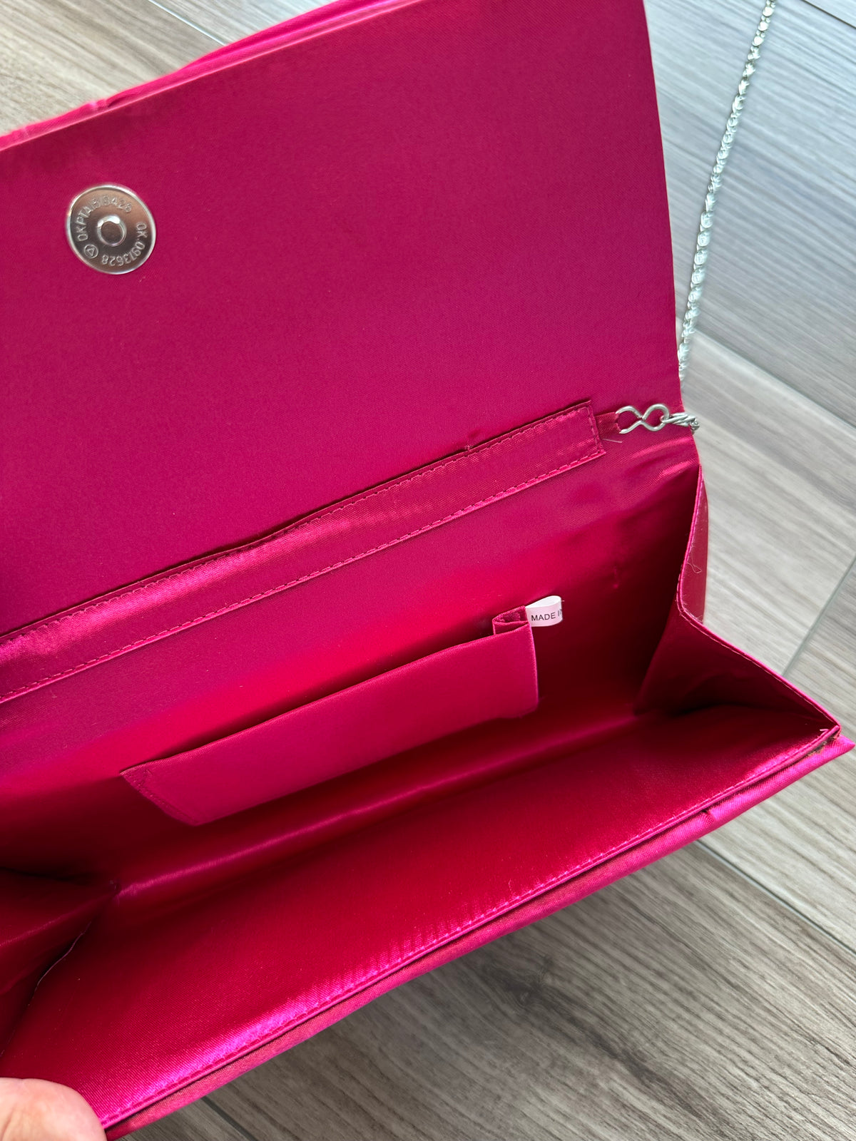 Vintage Hot Pink Beaded Satin Clutch Purse