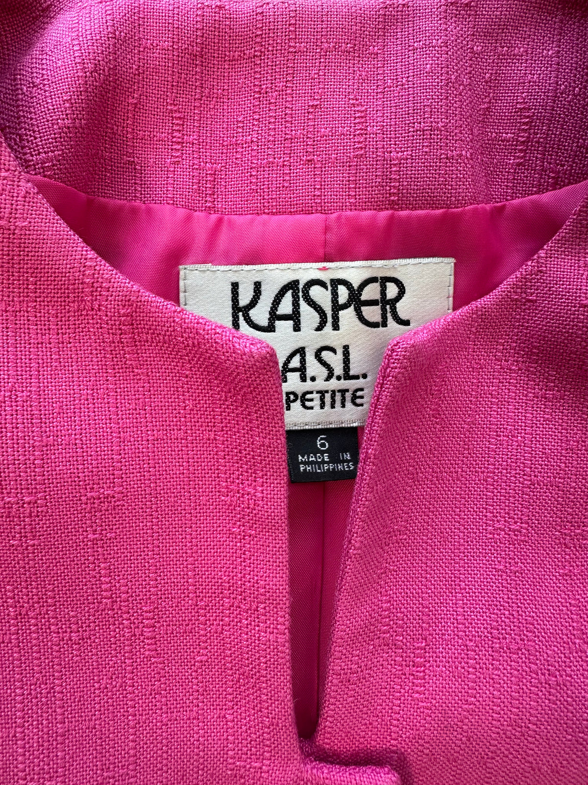 Vintage Hot Pink Kasper ASL Structured Blazer with Gold Buttons