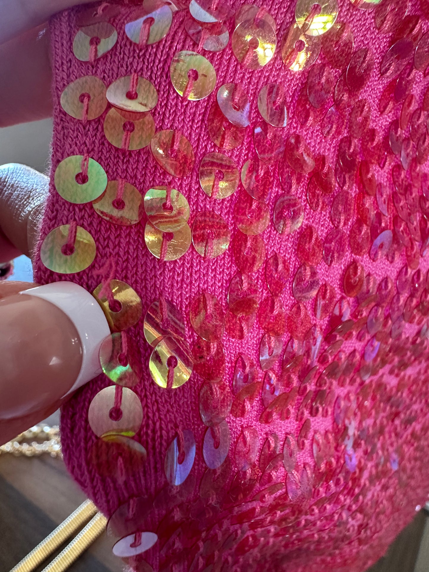 Y2k Hot Pink Silk Sequin Tank Top