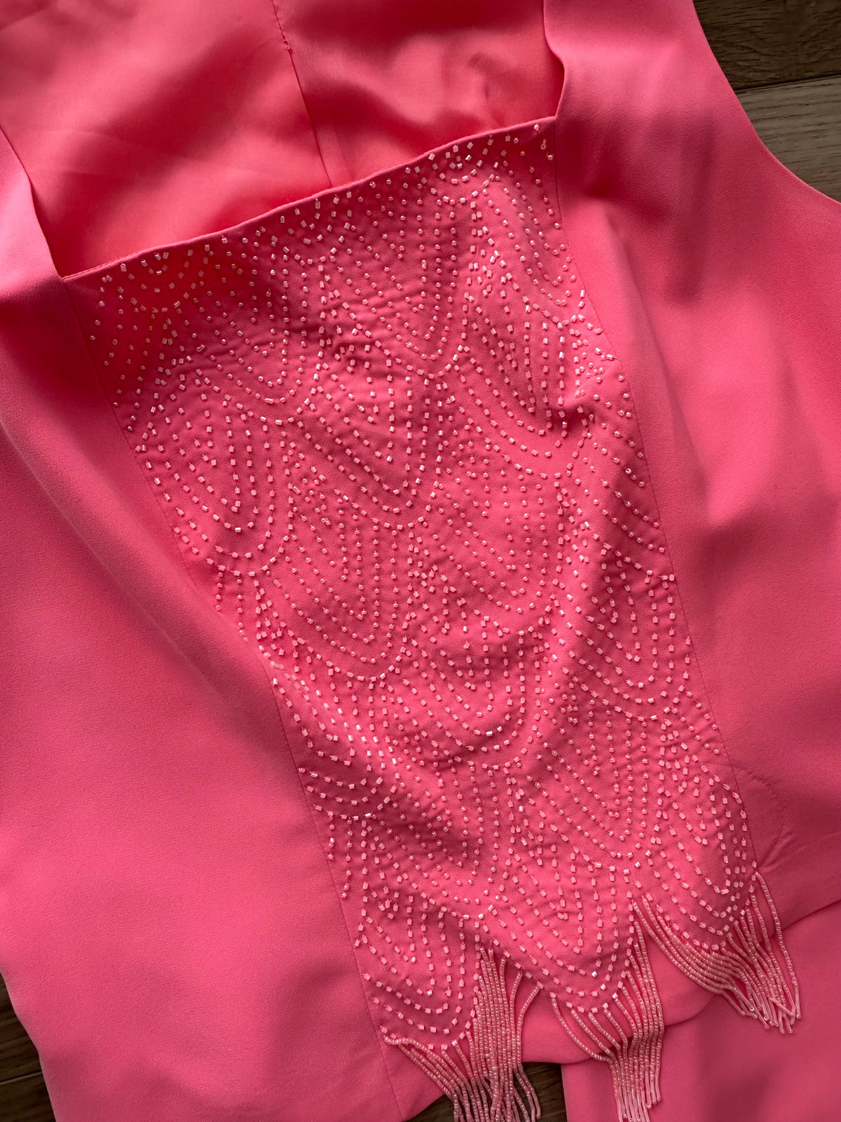 Y2K Vibrant Pink Beaded Sparkly Matching Skirt Set
