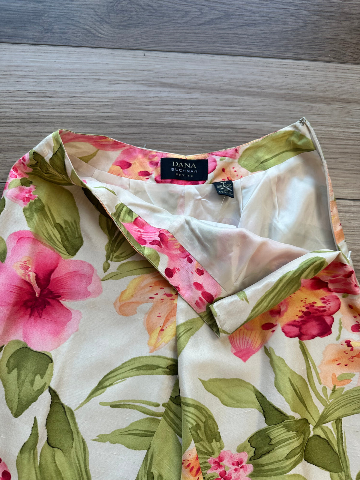 Vintage Dana Buchman Silk Floral Multicolor Crop Midi Rise Pants