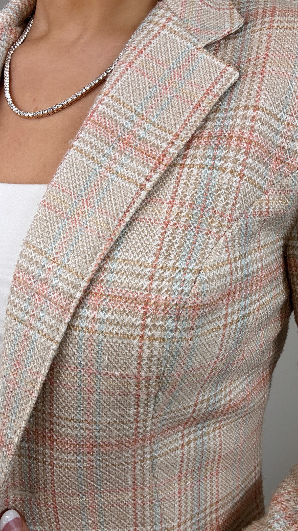 1970's Collegian of California Tailored Cream Blue Orange Plaid Blazer