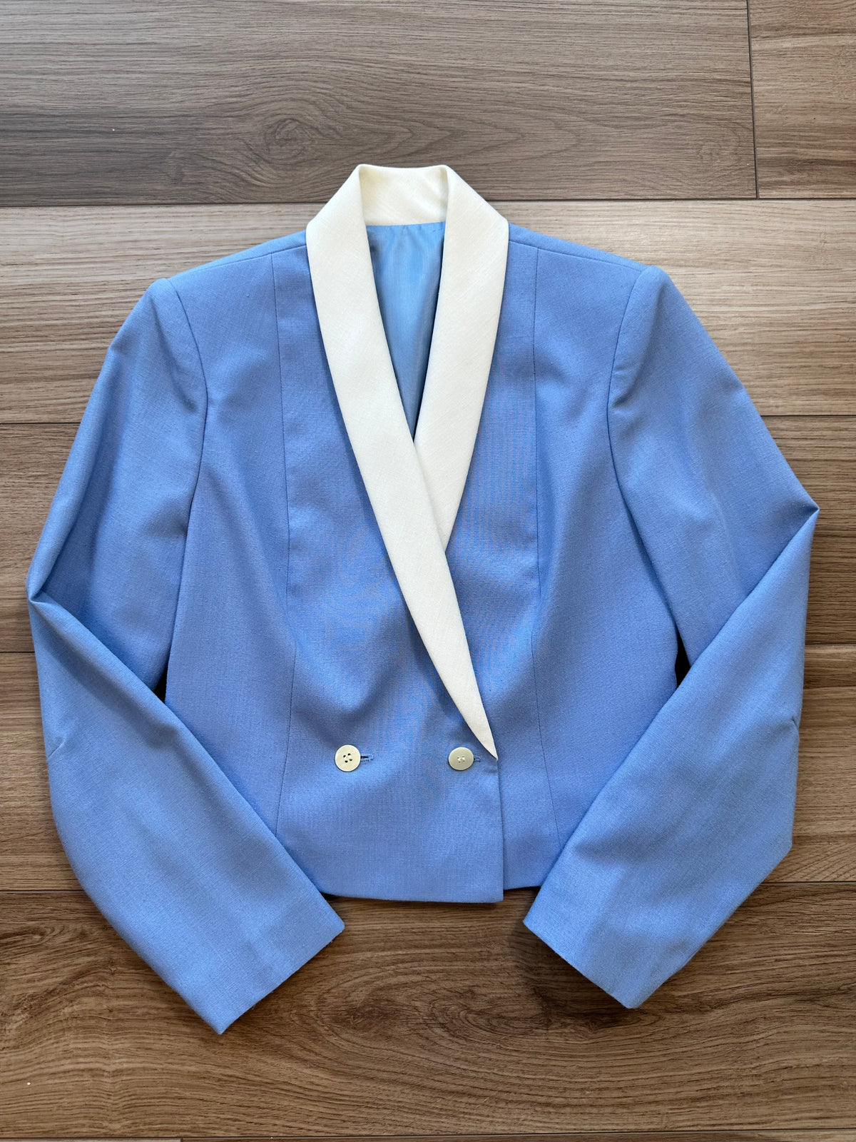 1980's Union Made Vintage Double Breasted Blue White Trim Blazer