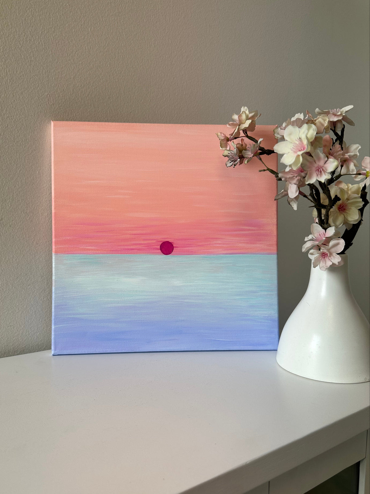 "Dawn" 12x12 Abstract Ocean Sunset Original Painting by Cena Macklin