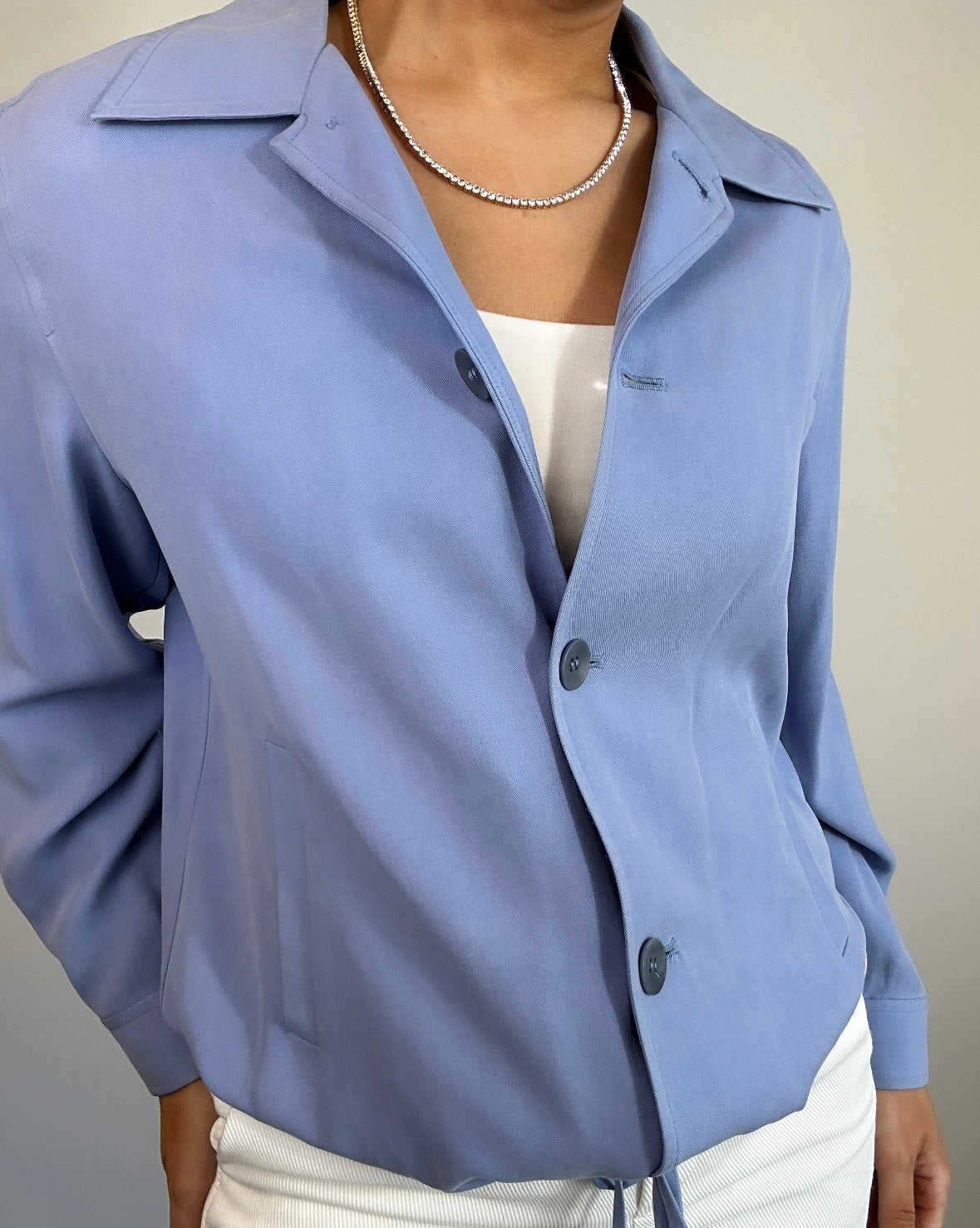 Pure Silk Vintage Talbots Sporty Bomber Style Drawstring Cinch Jacket