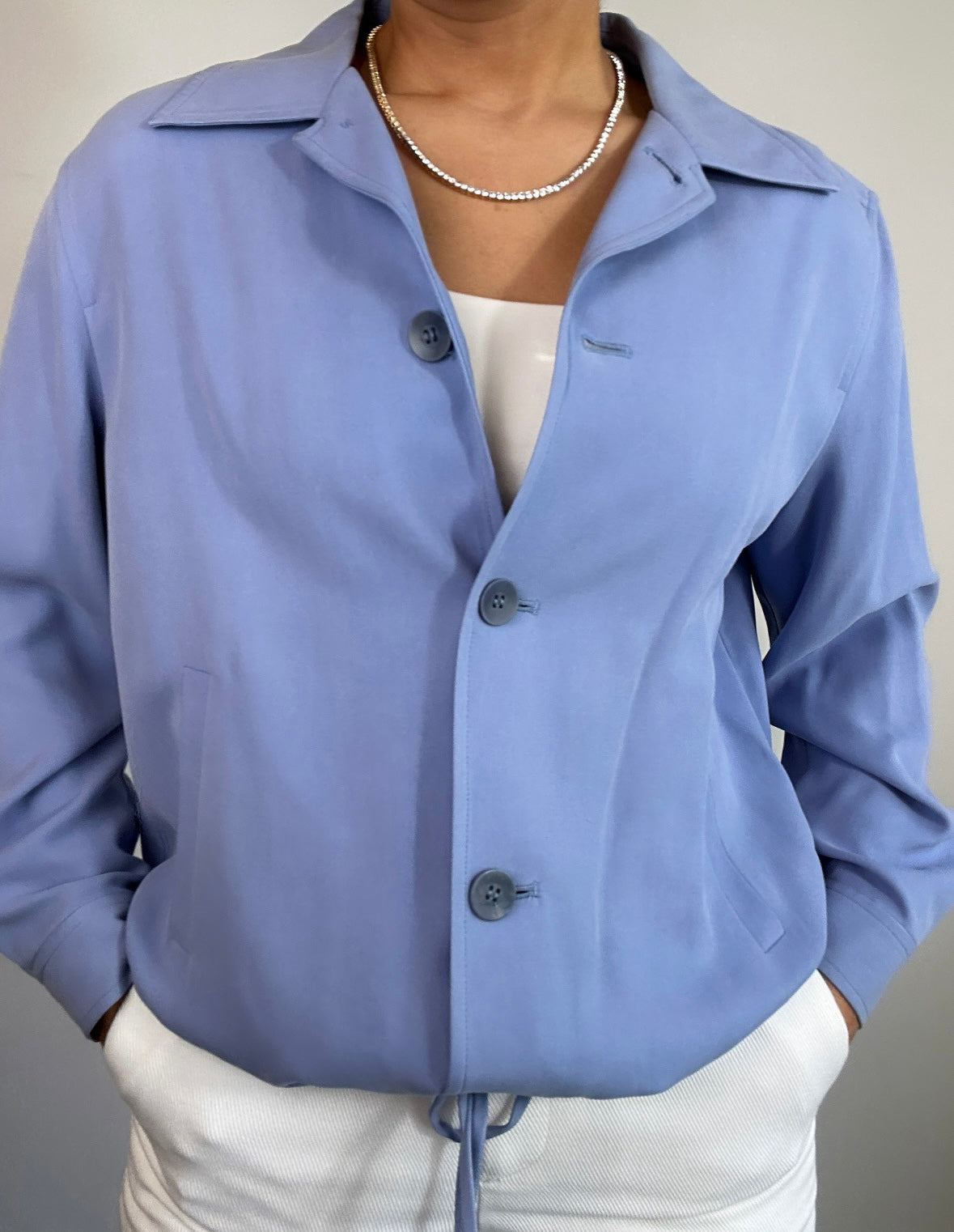 Pure Silk Vintage Talbots Sporty Bomber Style Drawstring Cinch Jacket
