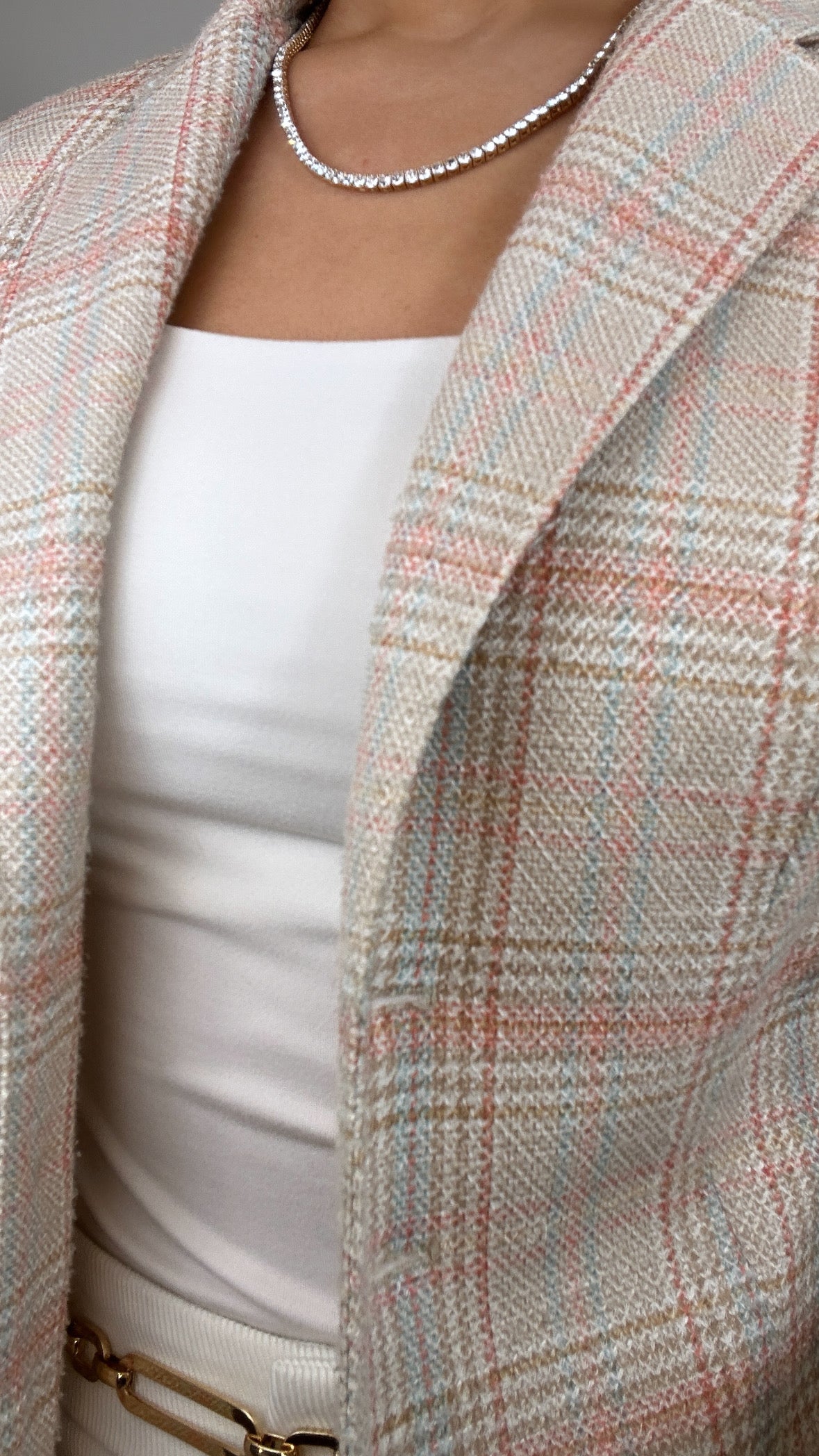 1970's Collegian of California Tailored Cream Blue Orange Plaid Blazer