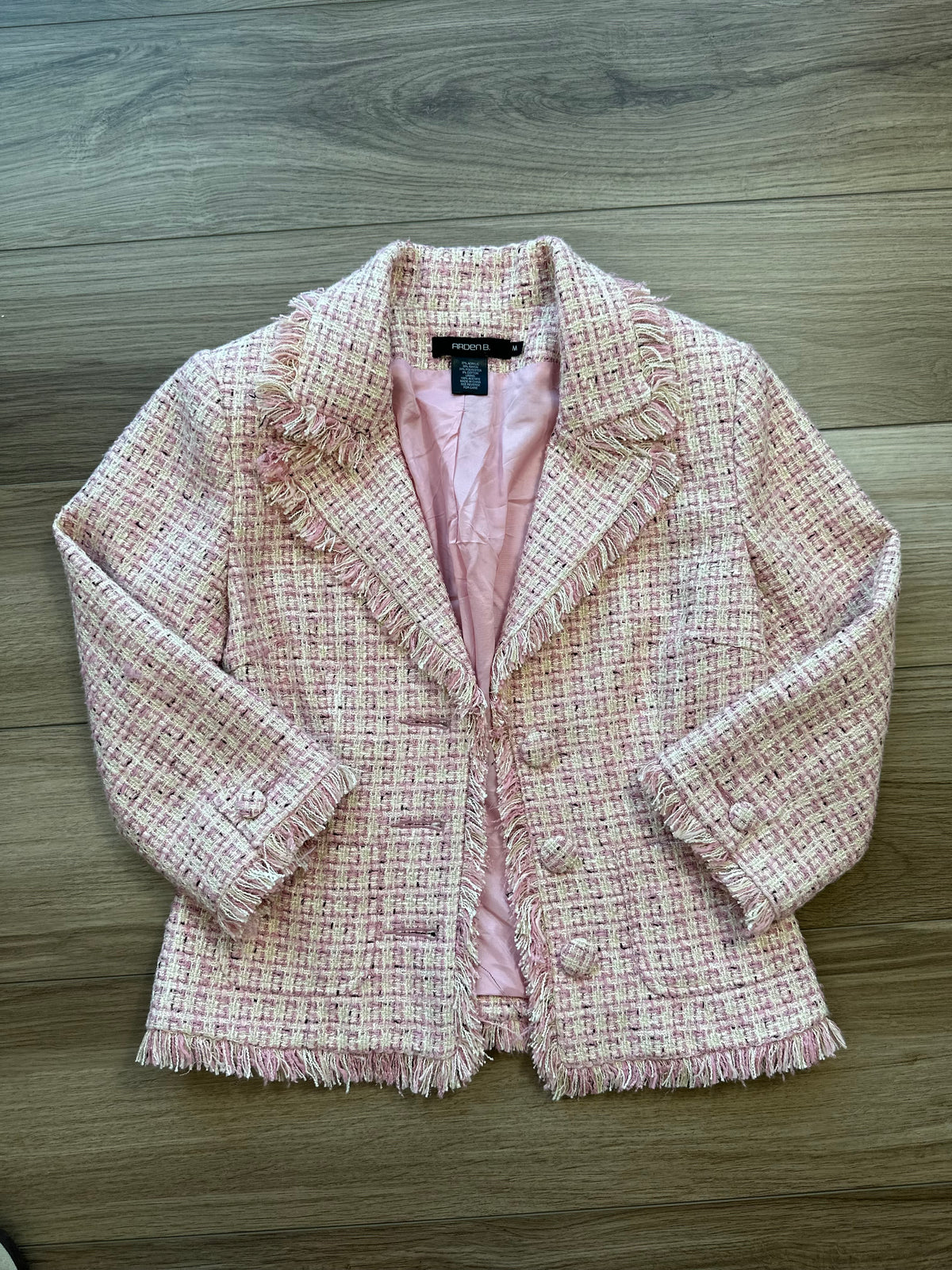 Y2k Vintage Arden B. Pink Tweed 3/4 Sleeve Blazer