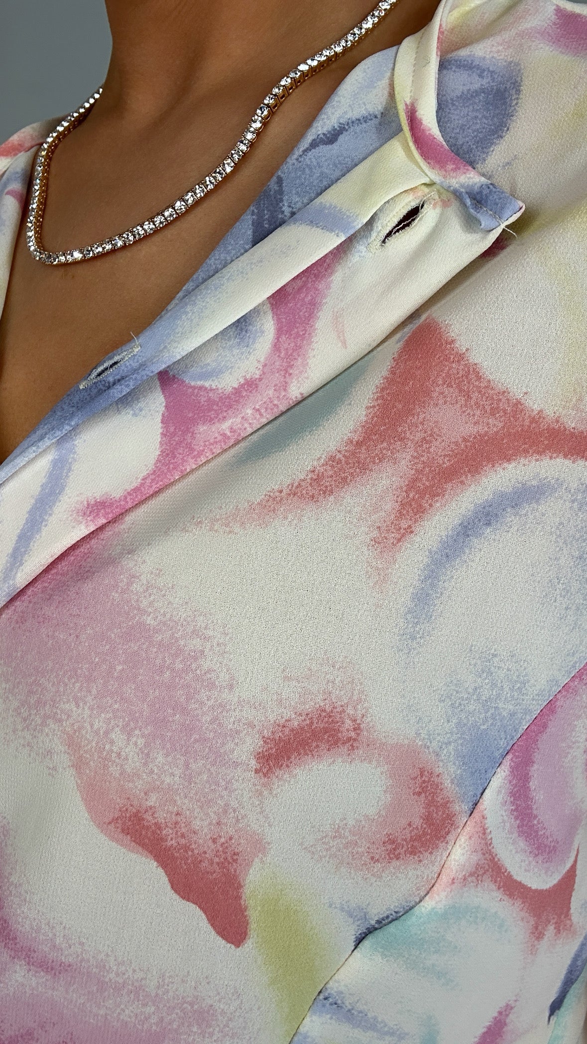 Vintage Pastel Floral Button Up Blouse