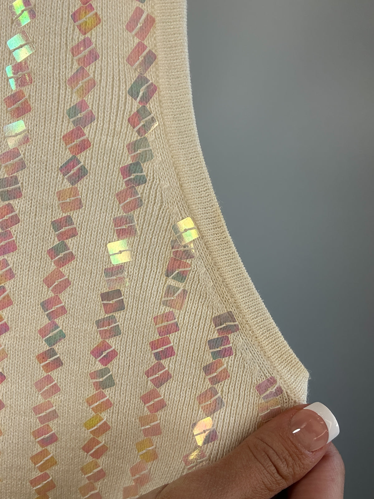Vintage Victoria Jones Cream Sequin Knit Tank Top