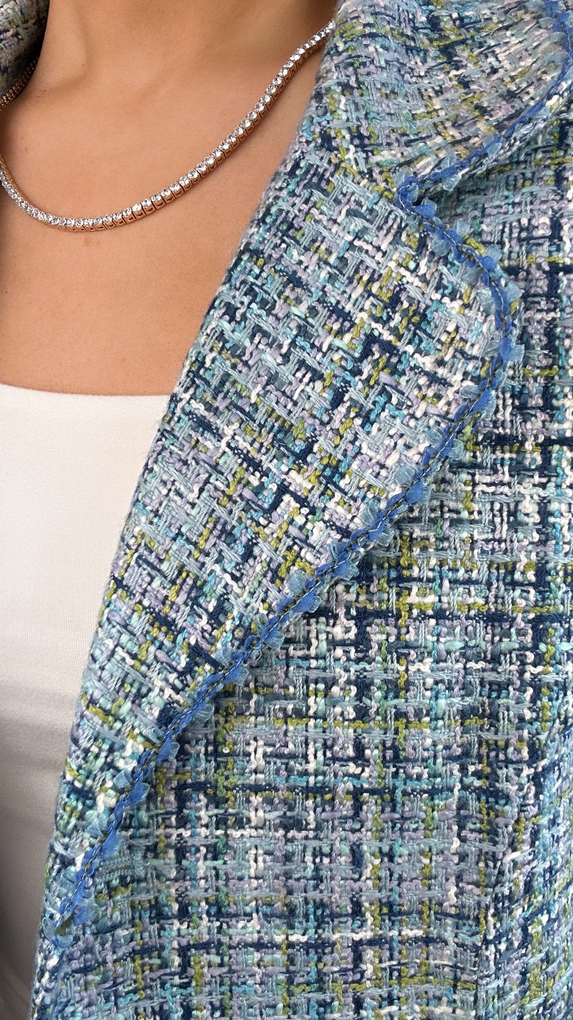 Y2k Vintage Blue Green Purple Tweed Dress Barn Blazer