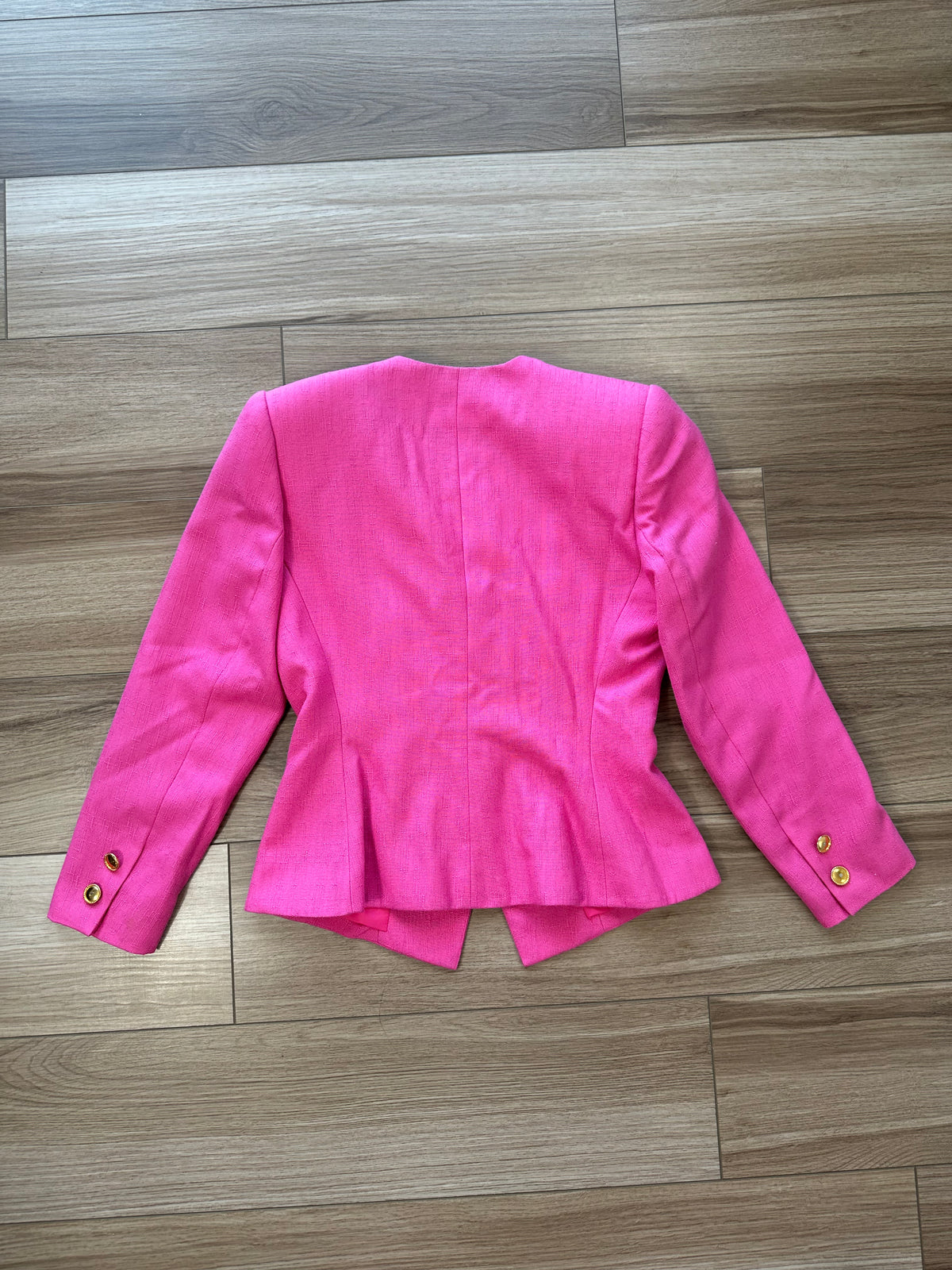 Vintage Hot Pink Kasper ASL Structured Blazer with Gold Buttons