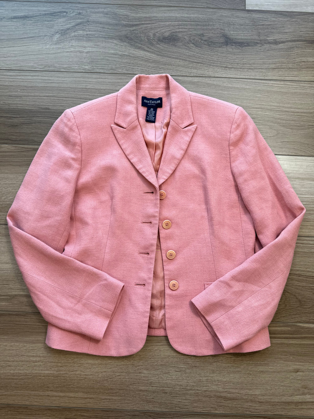 Vintage Ann Taylor Linen Silk Blend Mauve Pink Blazer