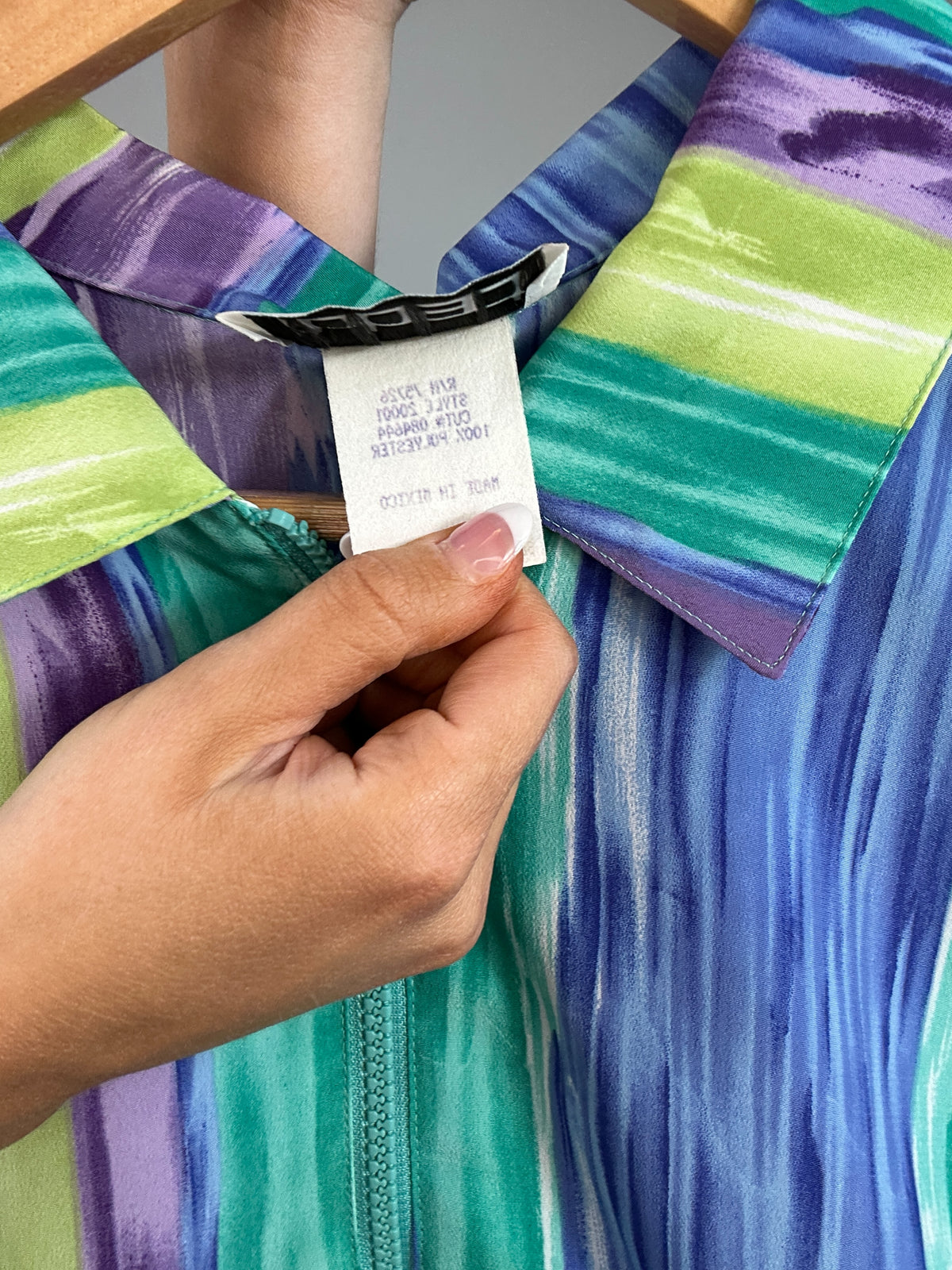 Vintage Multicolored Abstract Zip Up Bomber Jacket