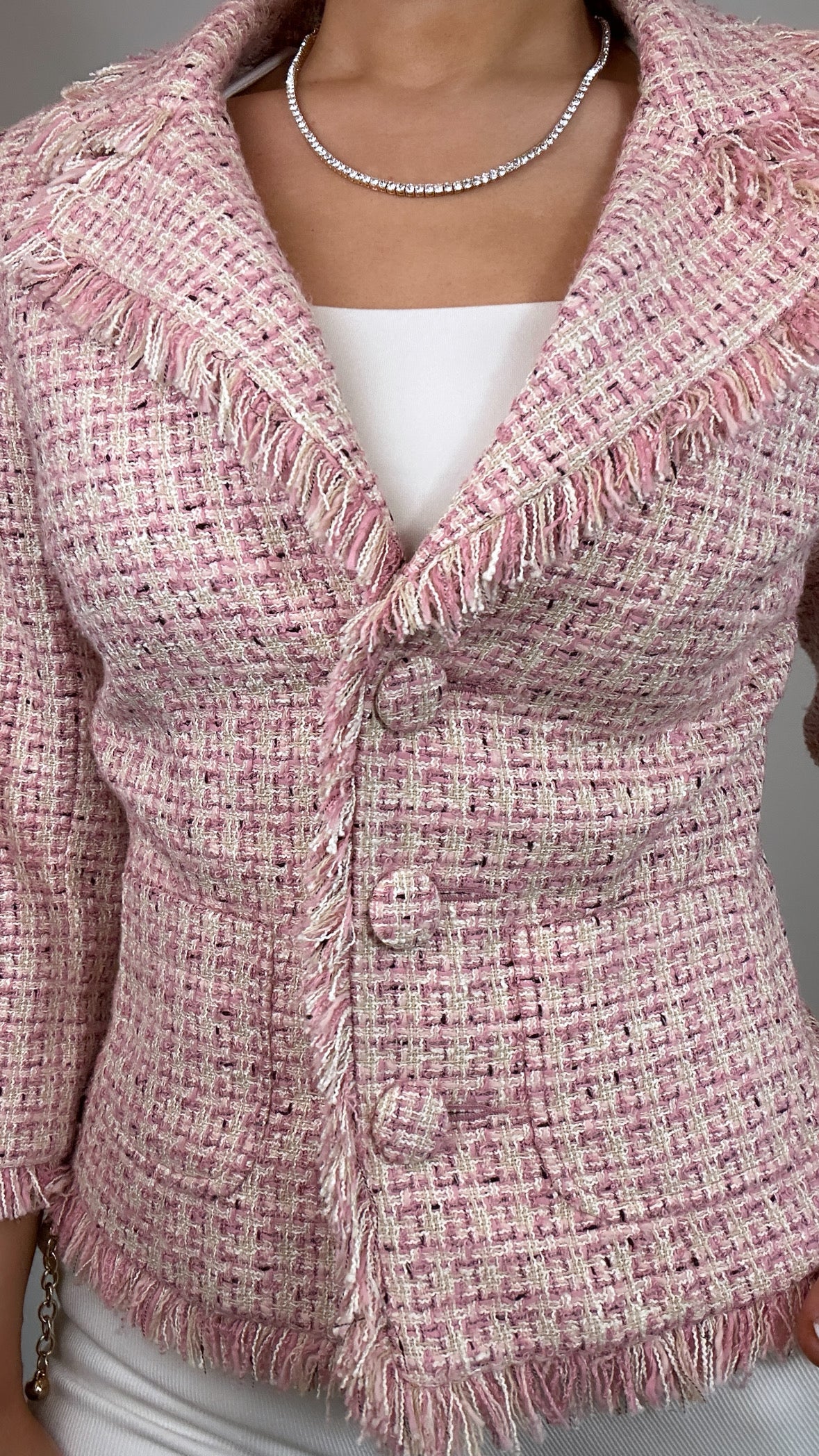 Y2k Vintage Arden B. Pink Tweed 3/4 Sleeve Blazer