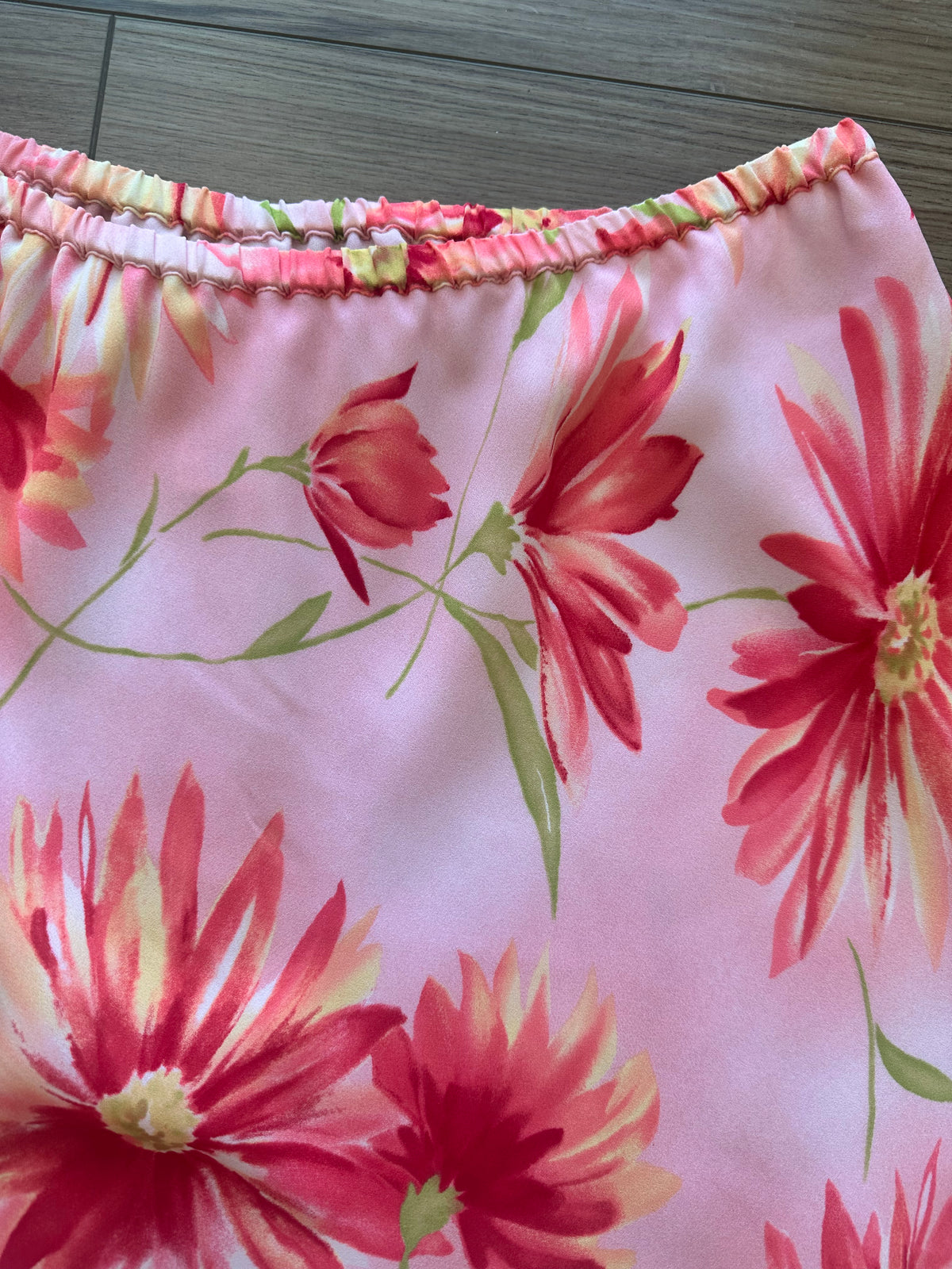 Vintage Bright Pink Floral Midi Slip Skirt