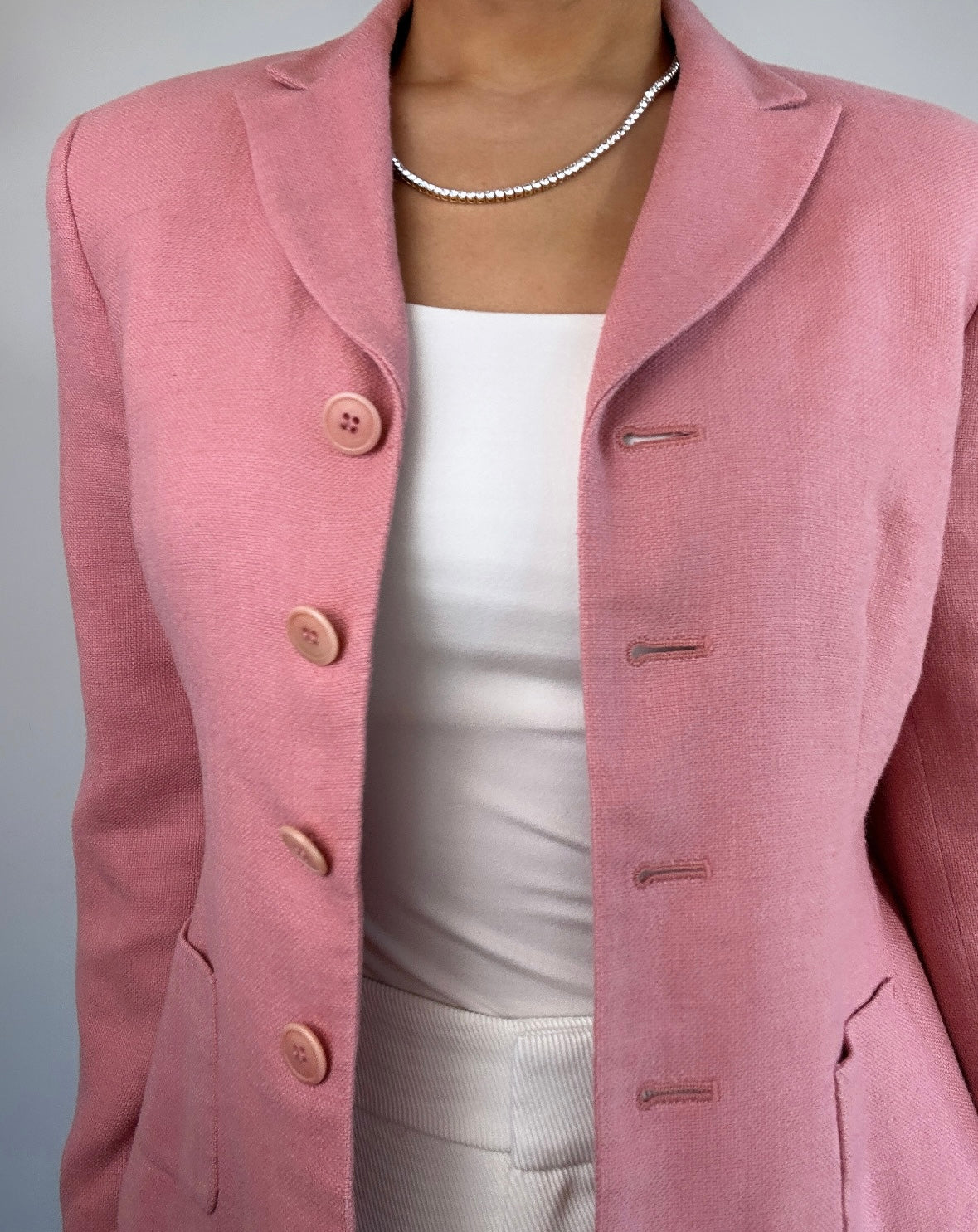 Vintage Ann Taylor Linen Silk Blend Mauve Pink Blazer