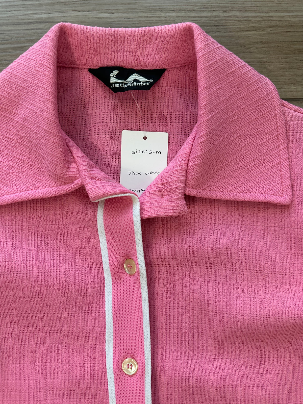 1970s Vintage Jack Winter Pink white Double Knit Poly Jacket