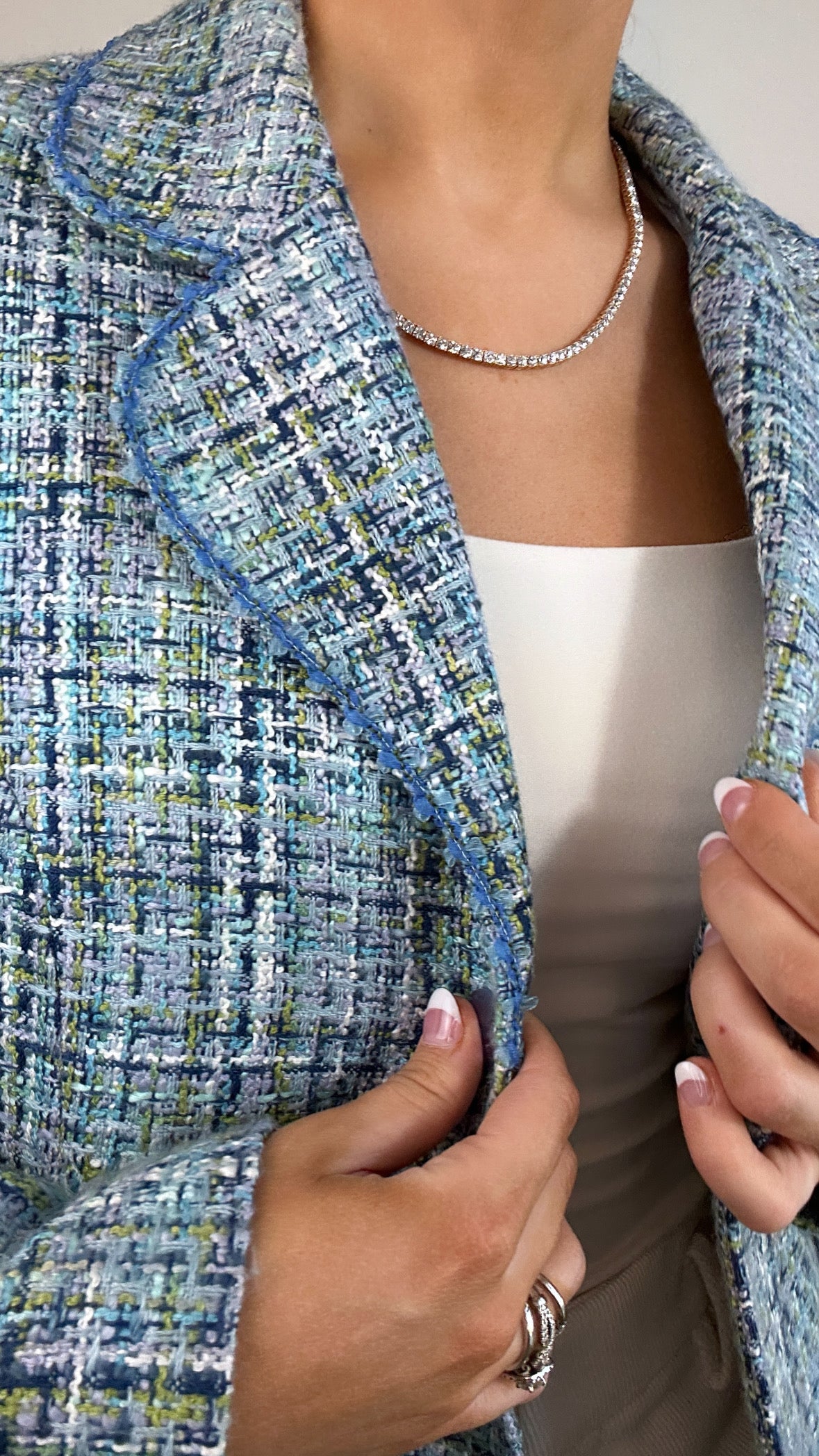 Y2k Vintage Blue Green Purple Tweed Dress Barn Blazer