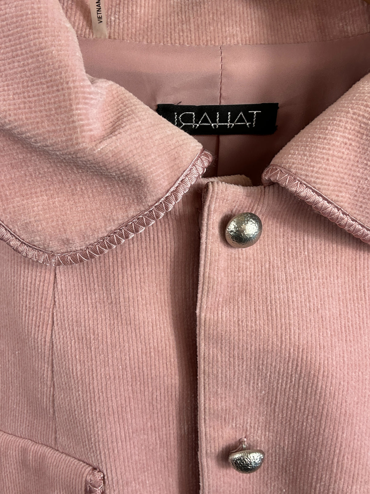 Y2K Tahari Blush Pink Corduroy Collared Jacket