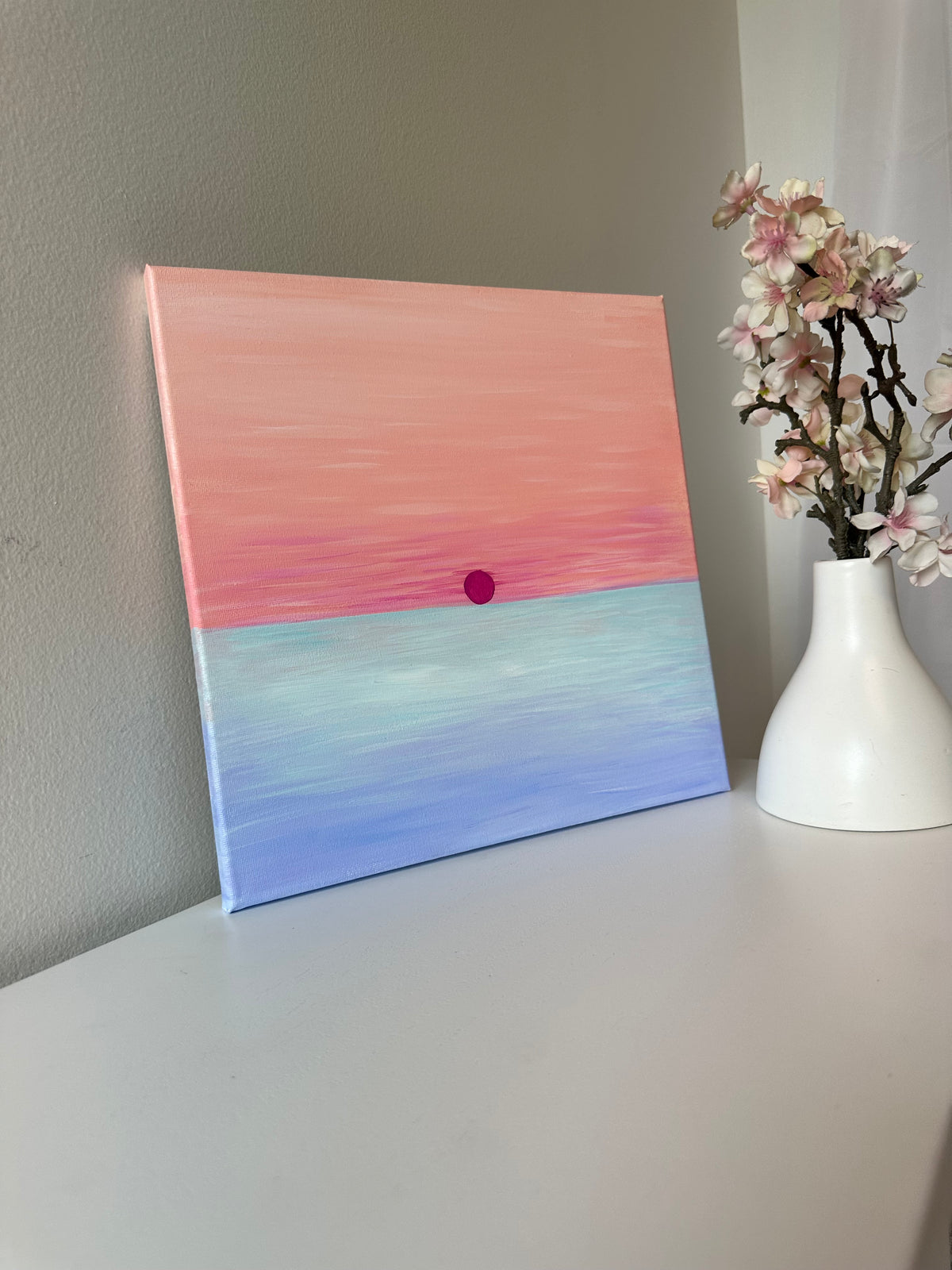 "Dawn" 12x12 Abstract Ocean Sunset Original Painting by Cena Macklin