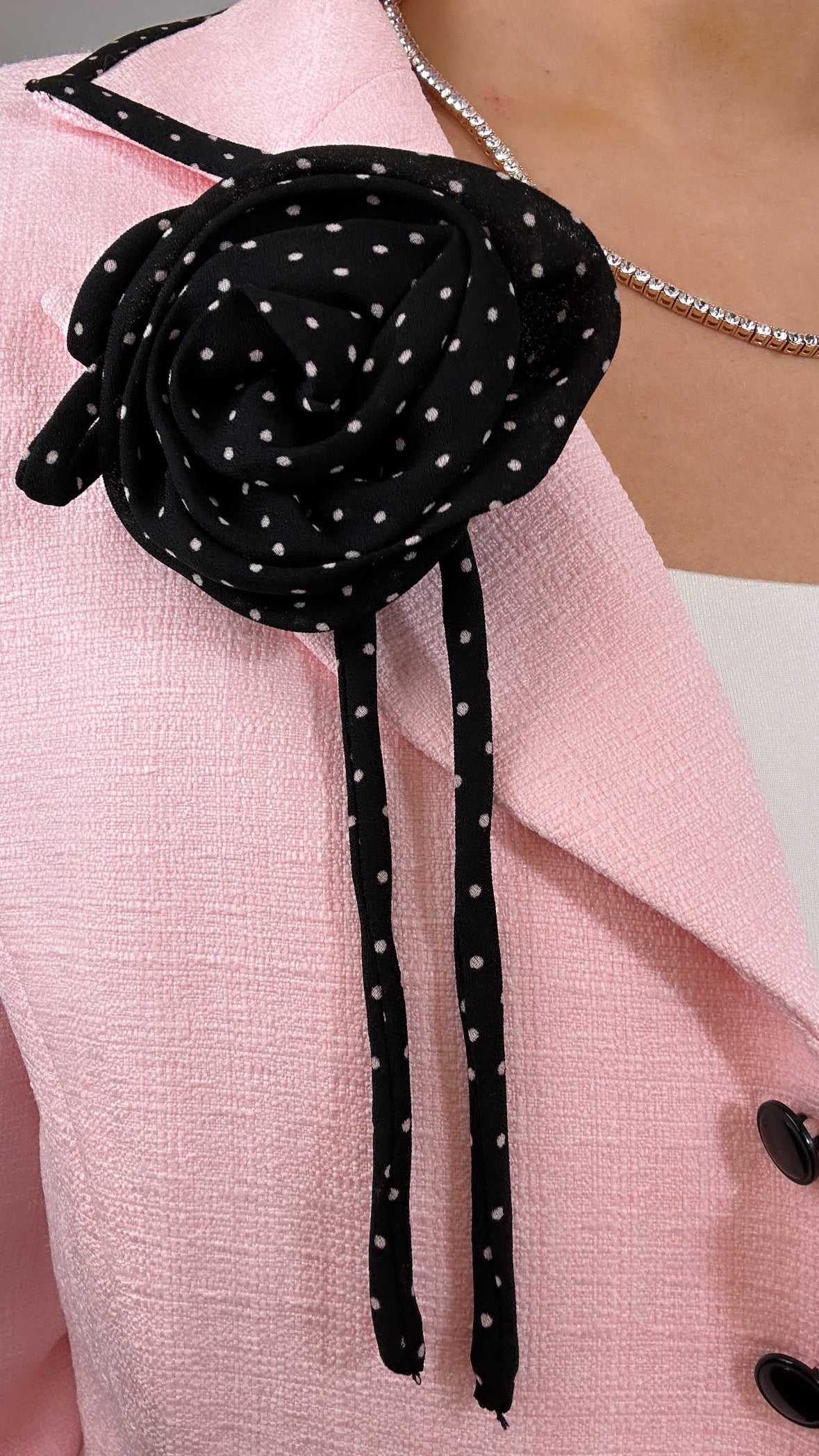 Vintage Danny & Nicole Light Pink Black Floral Corsage Detail Blazer