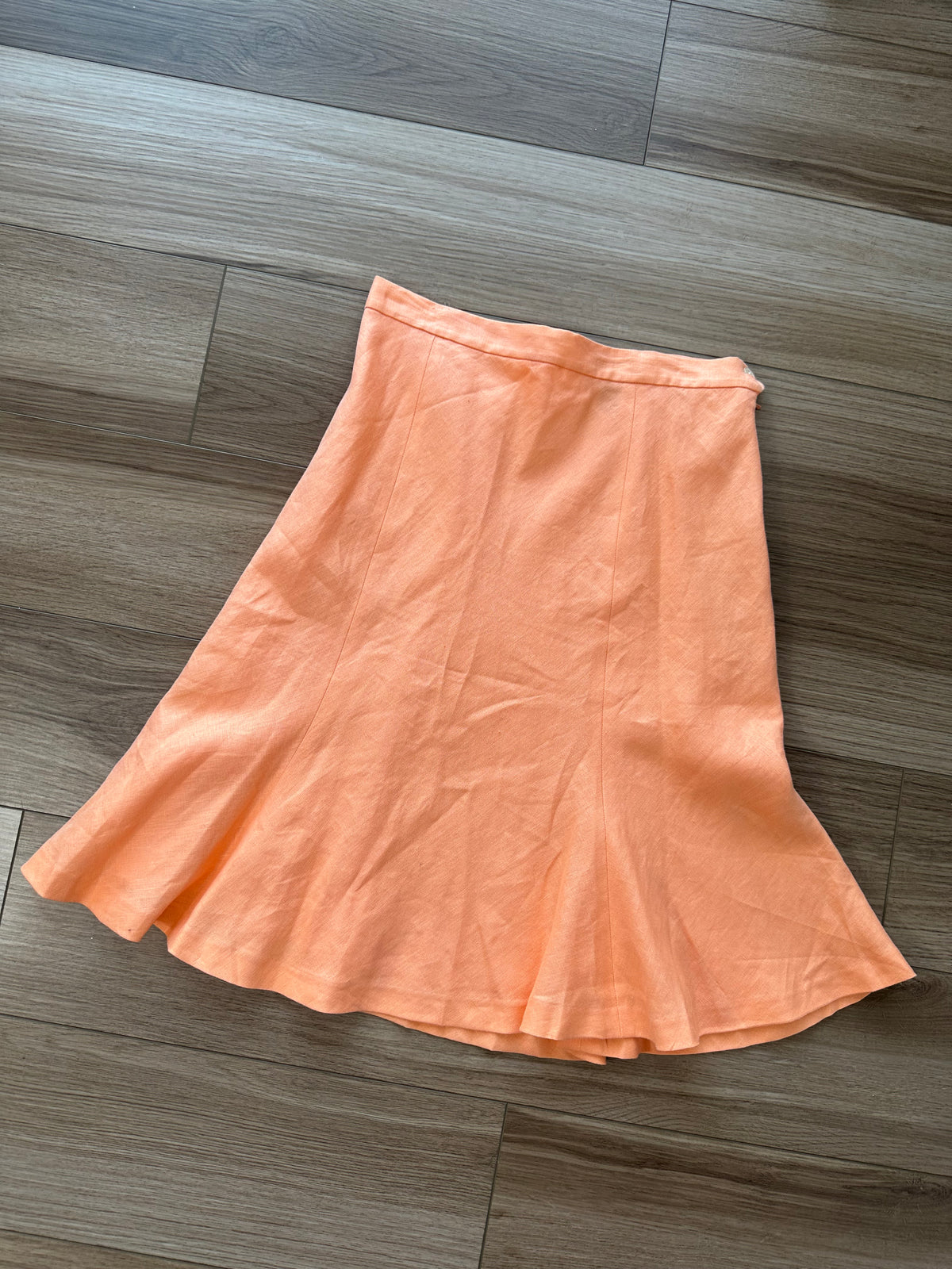 Y2K Fit & Flare Light Orange Linen Skirt