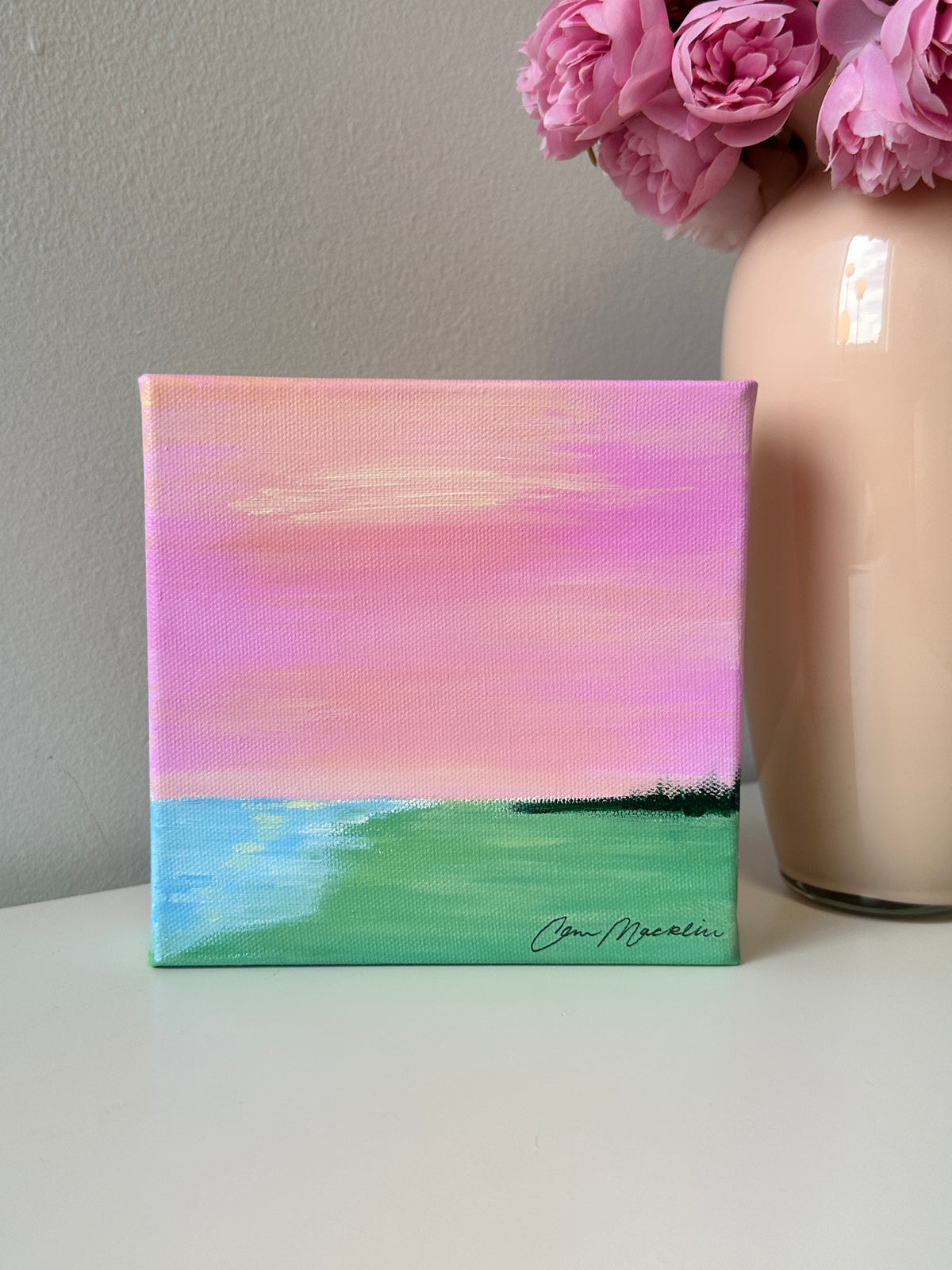Content | Original Colorful Abstract Landscape Painting | 6x6