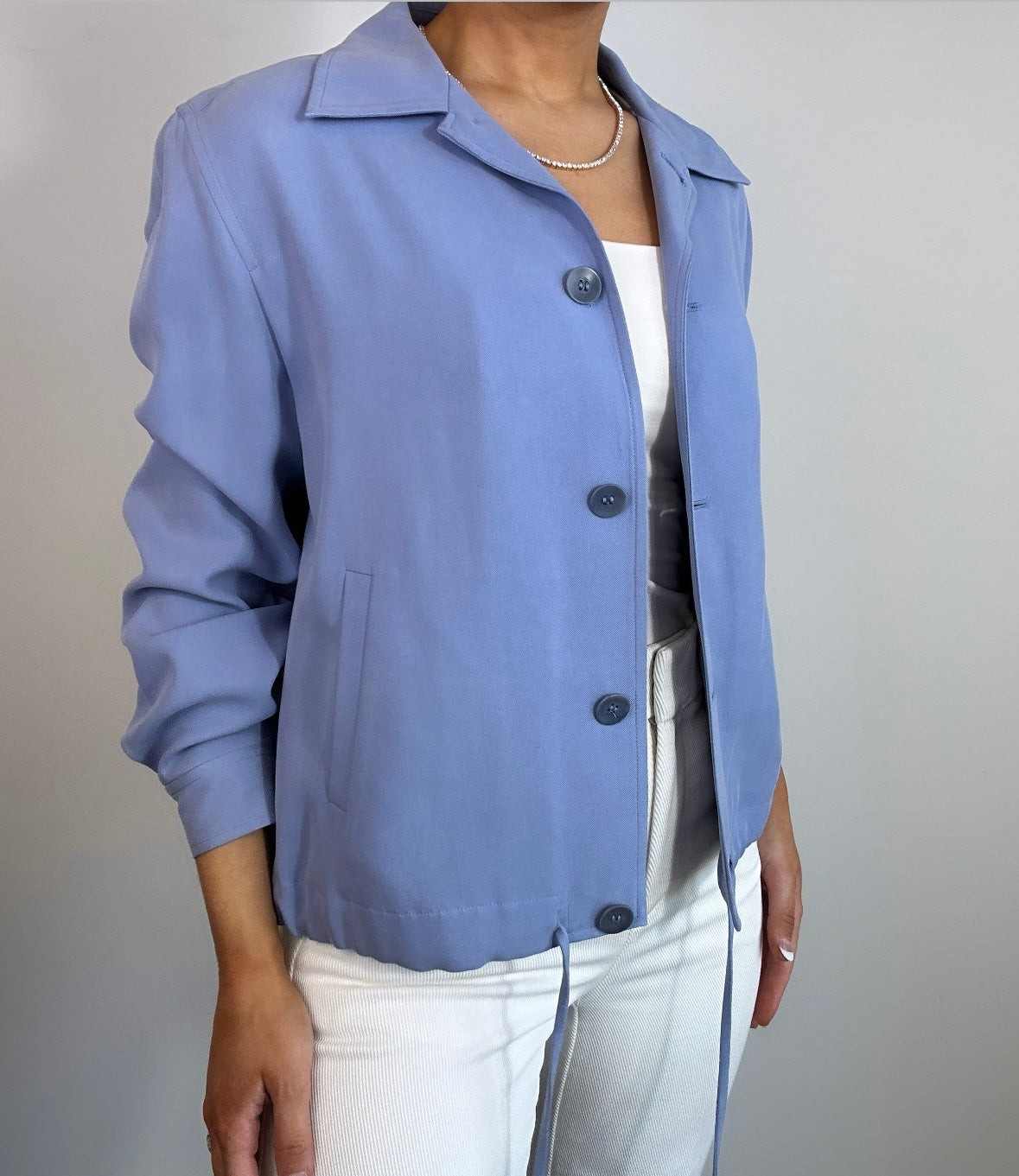 Pure Silk Vintage Talbots Sporty Bomber Style Drawstring Cinch Jacket