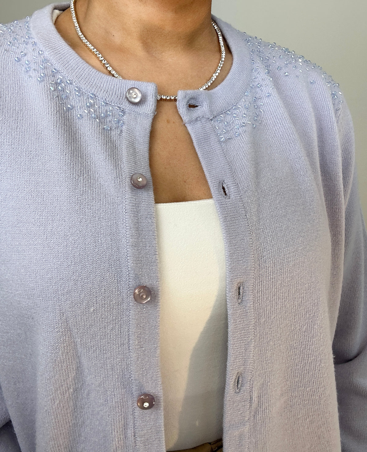 Vintage Light Blue Beaded Cardigan