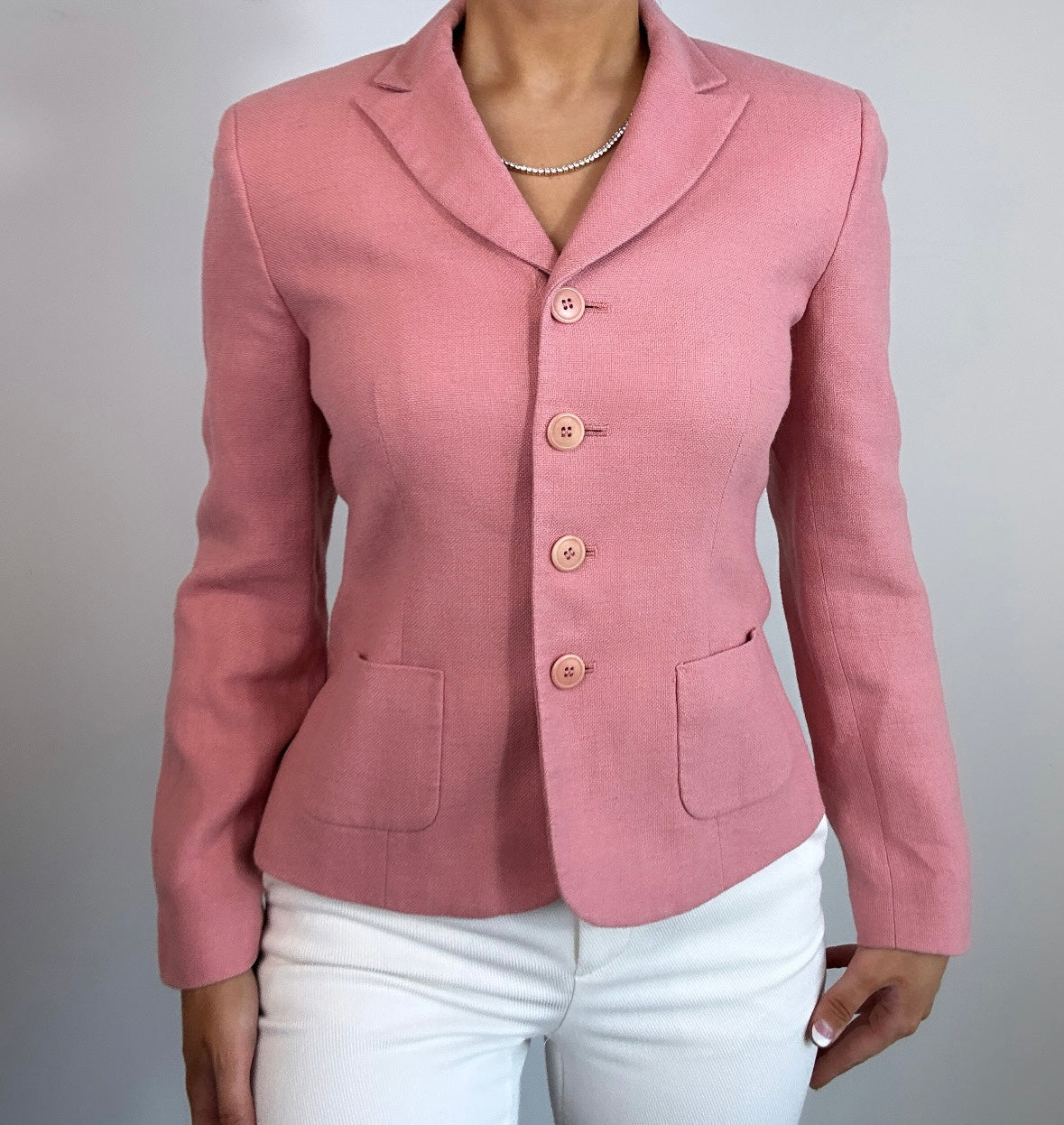 Vintage Ann Taylor Linen Silk Blend Mauve Pink Blazer