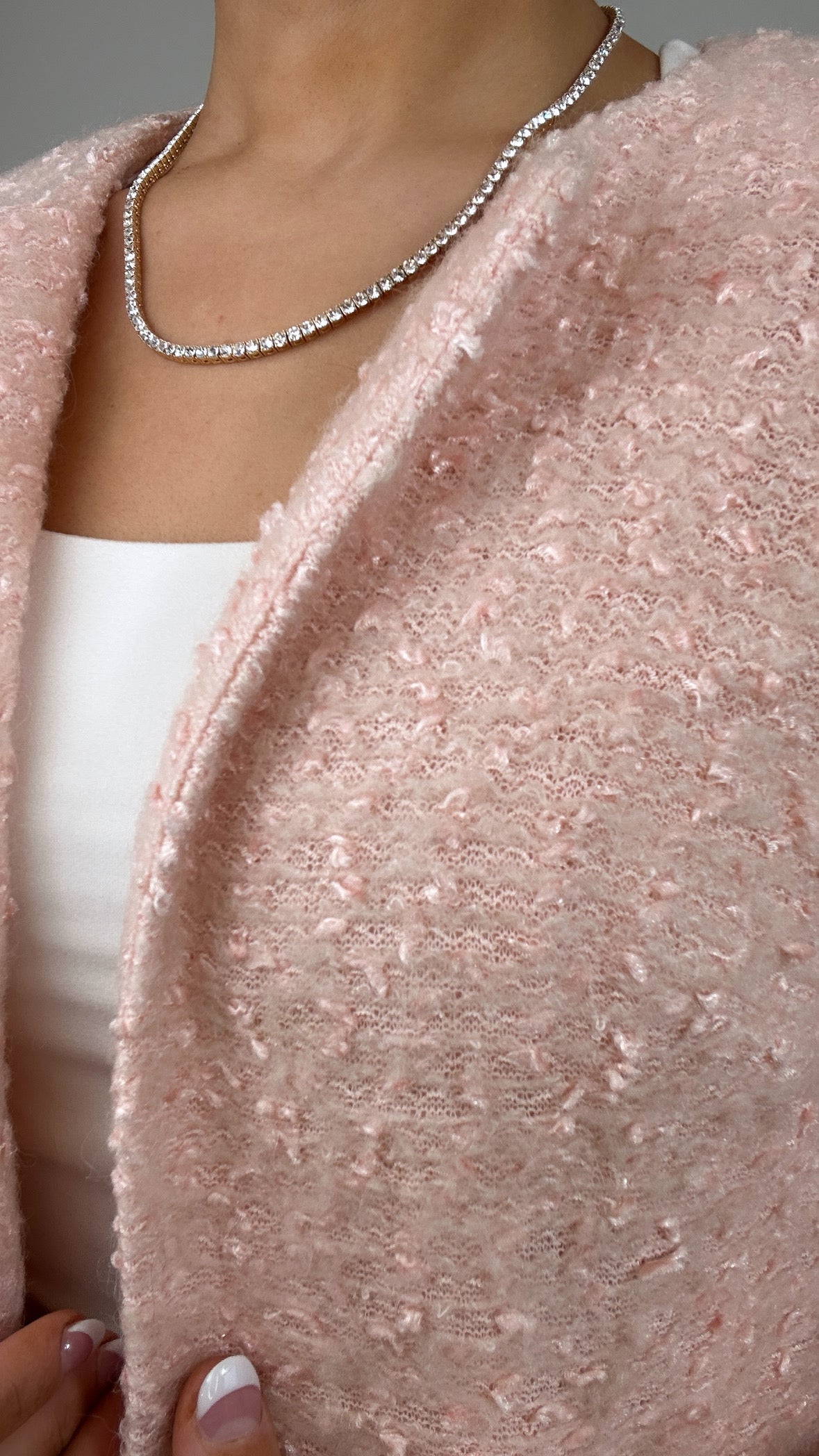 Vintage Light Pink Boucle Tweed Blazer Jacket