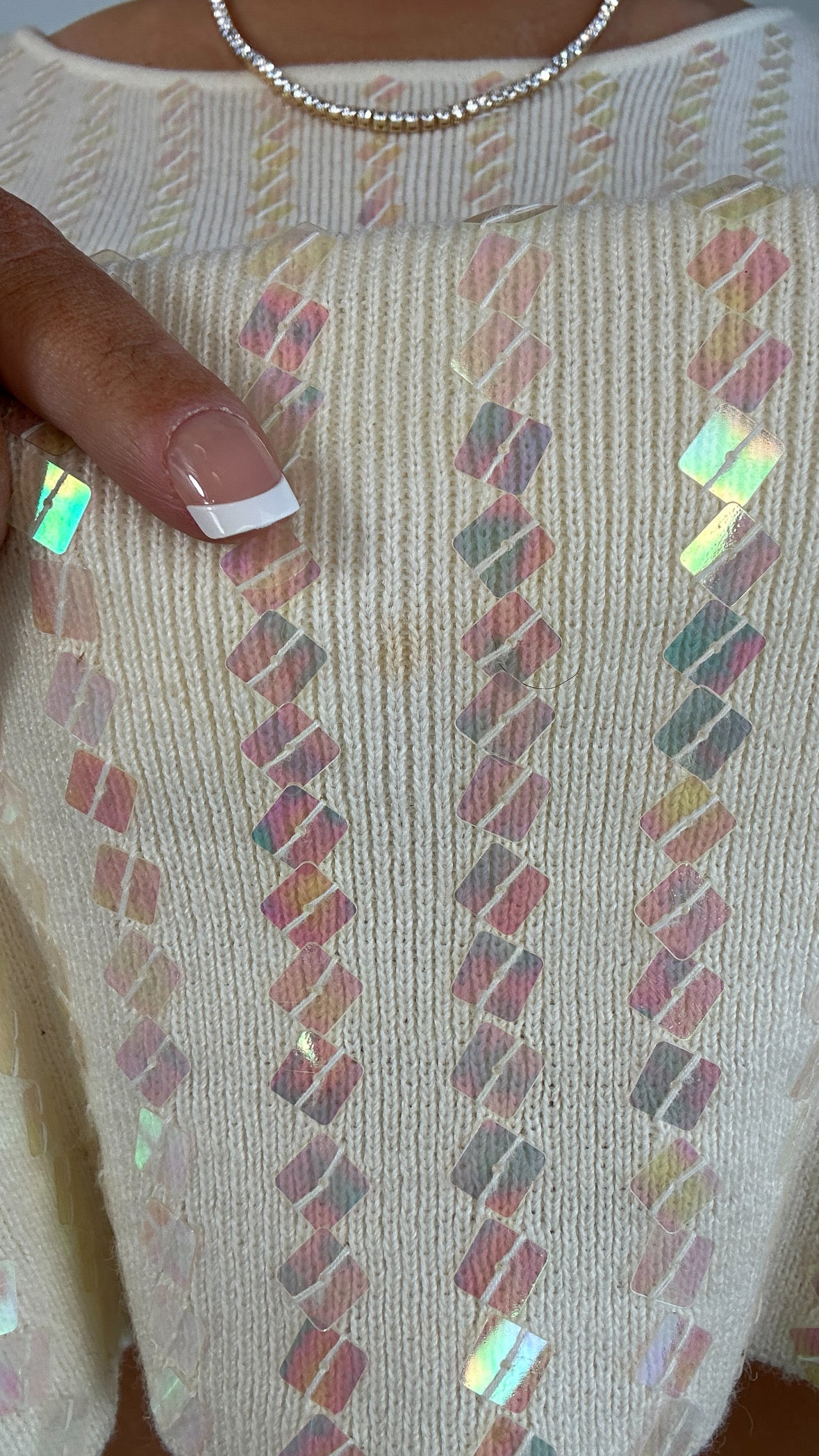 Vintage Victoria Jones Cream Sequin Knit Tank Top