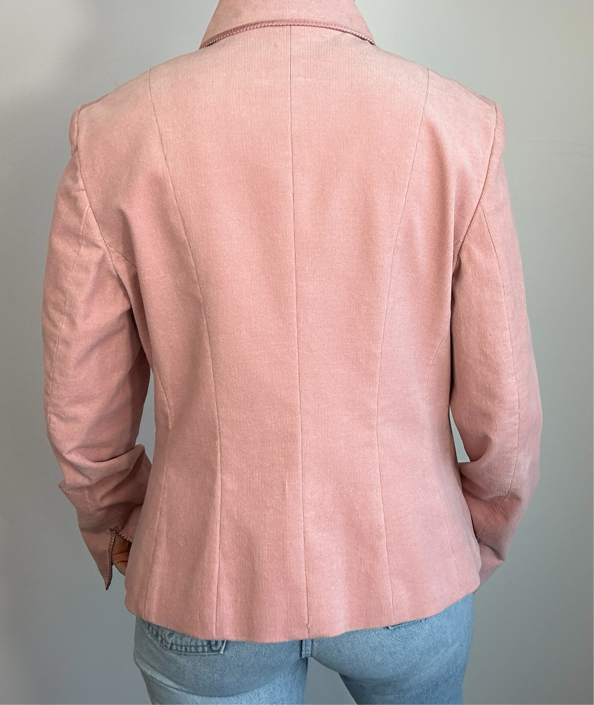 Y2K Tahari Blush Pink Corduroy Collared Jacket