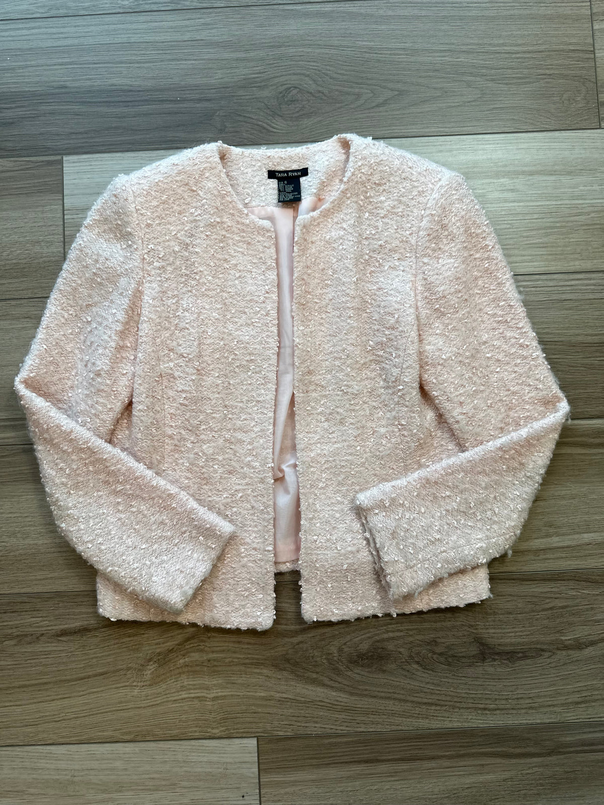 Vintage Light Pink Boucle Tweed Blazer Jacket