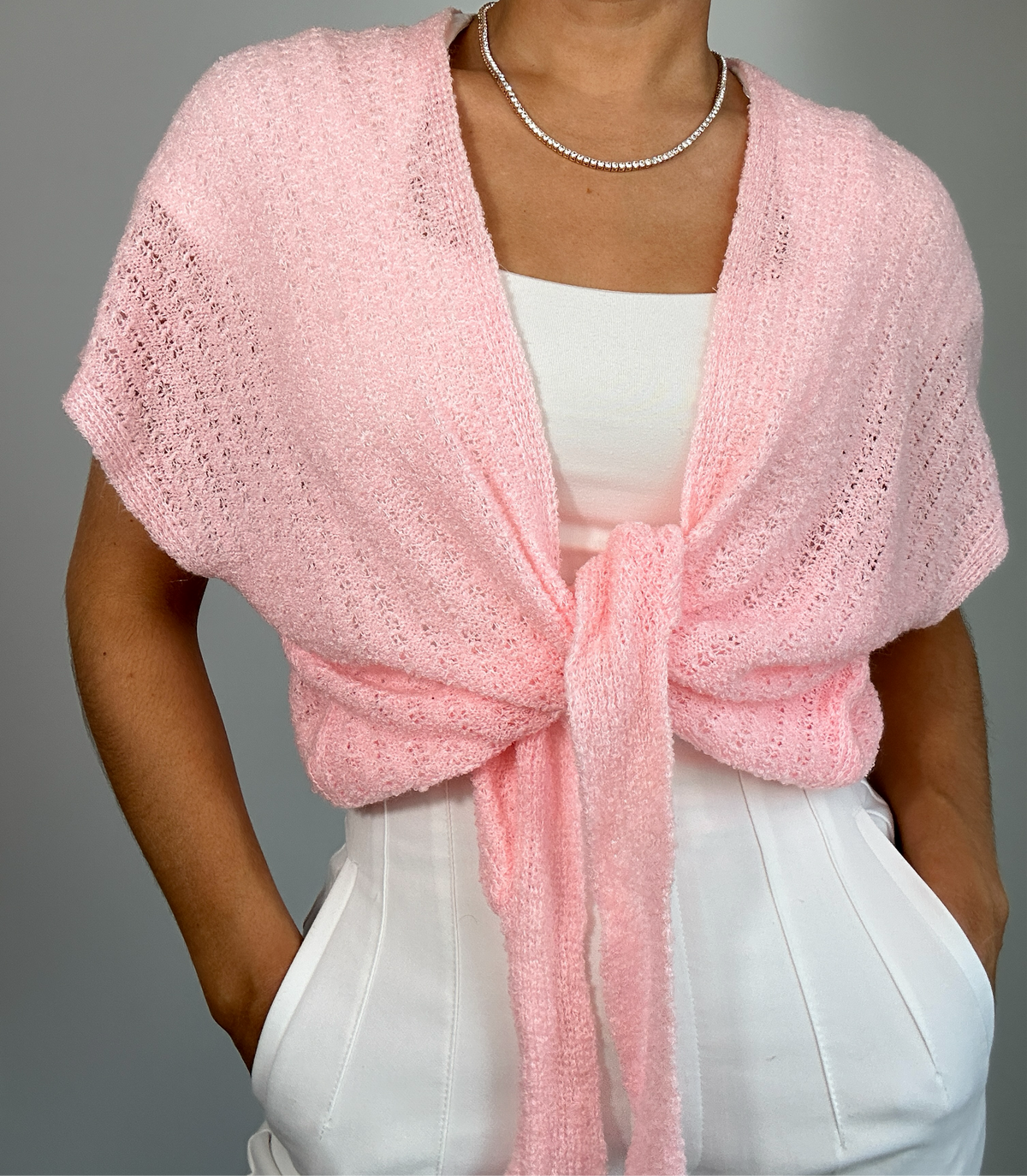Vintage Light Pink Shawl Sweater Cover Up