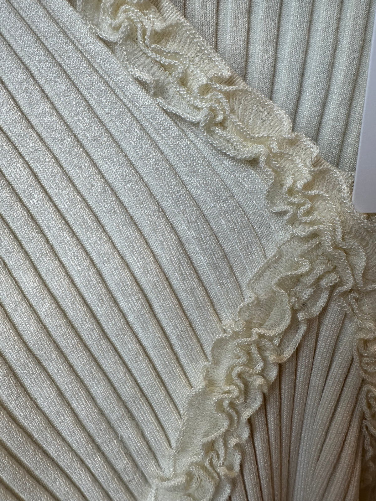 Y2K Vintage WDNY Cream Long Sleeve Knit with Ruffle Detail