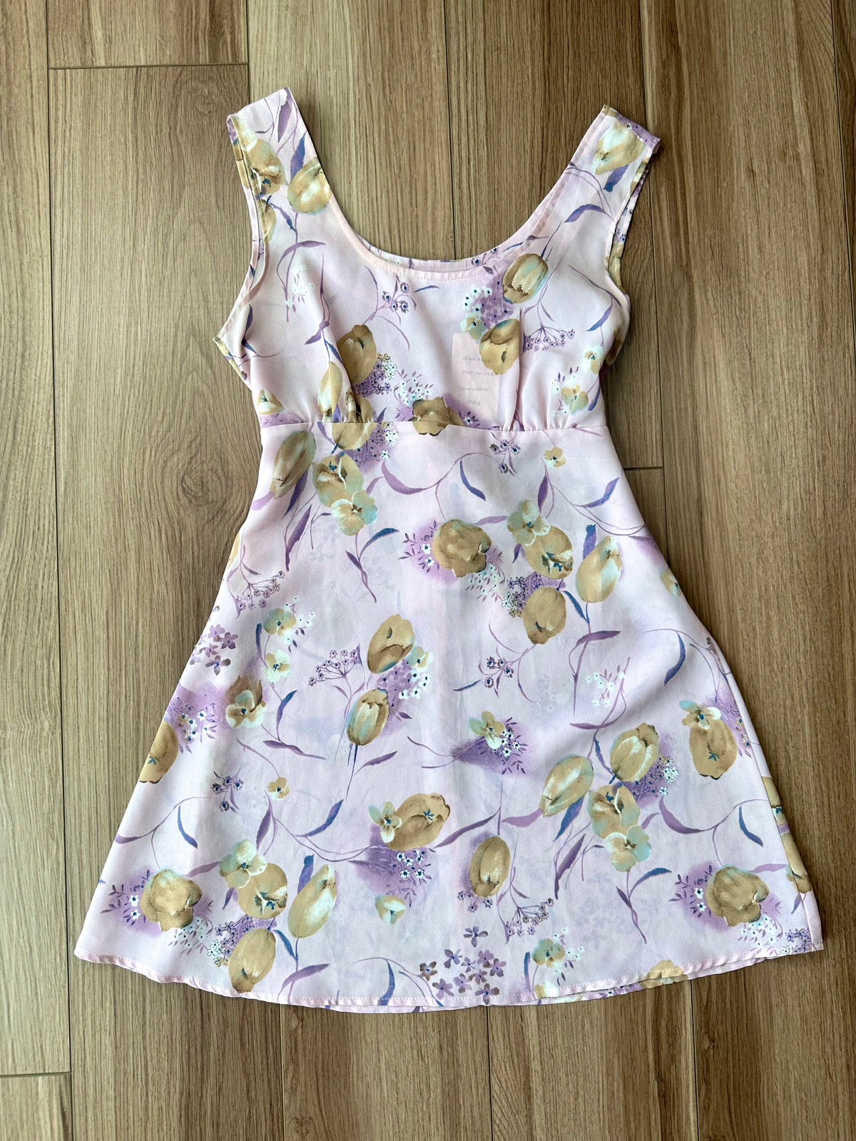 Vintage Brentwood Lavender Tan Floral Mini Dress