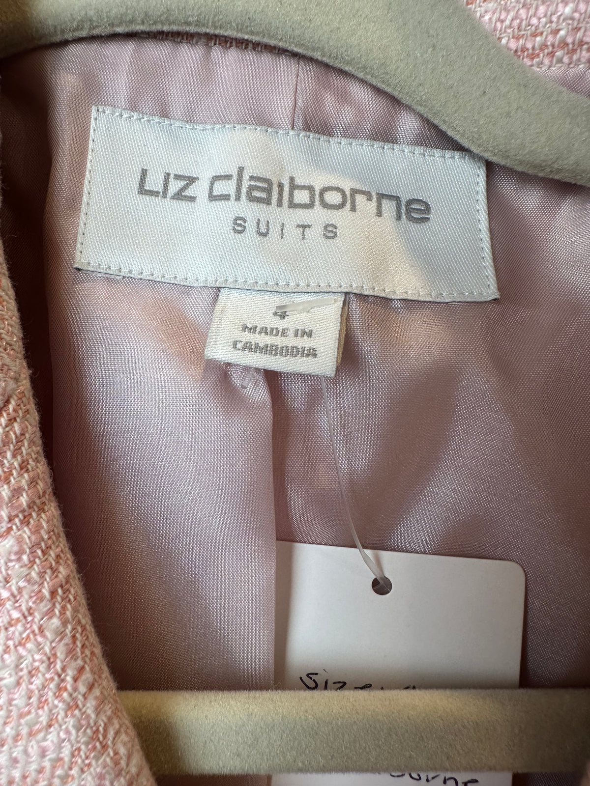 Vintage Light Pink Tweed Liz Claiborne Cinched Waist Blazer