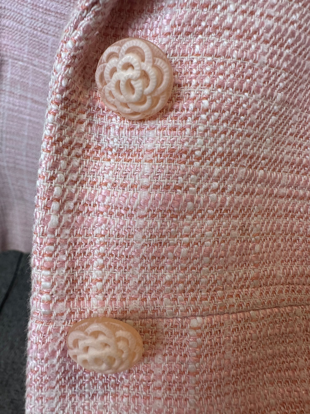 Vintage Light Pink Tweed Liz Claiborne Cinched Waist Blazer