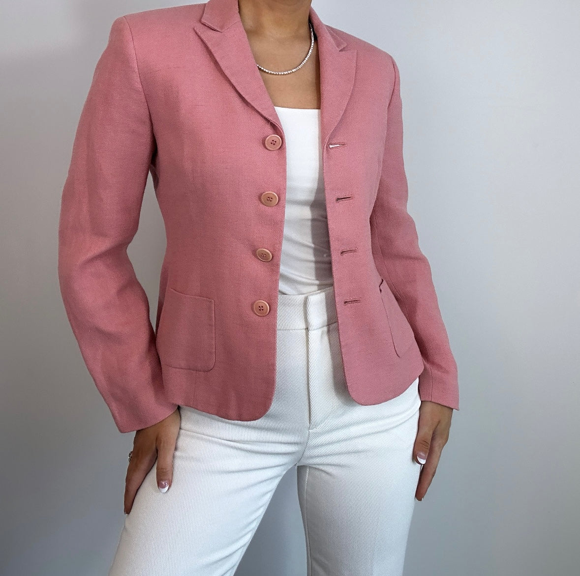 Vintage Ann Taylor Linen Silk Blend Mauve Pink Blazer