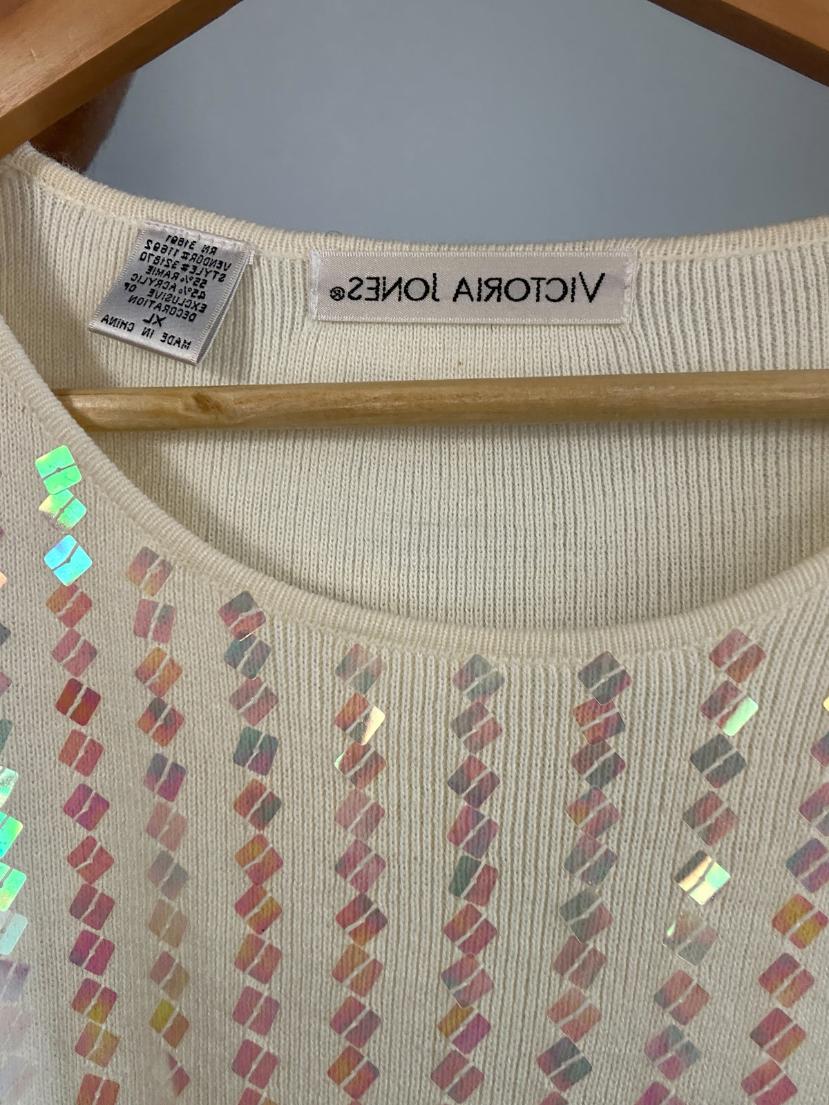 Vintage Victoria Jones Cream Sequin Knit Tank Top