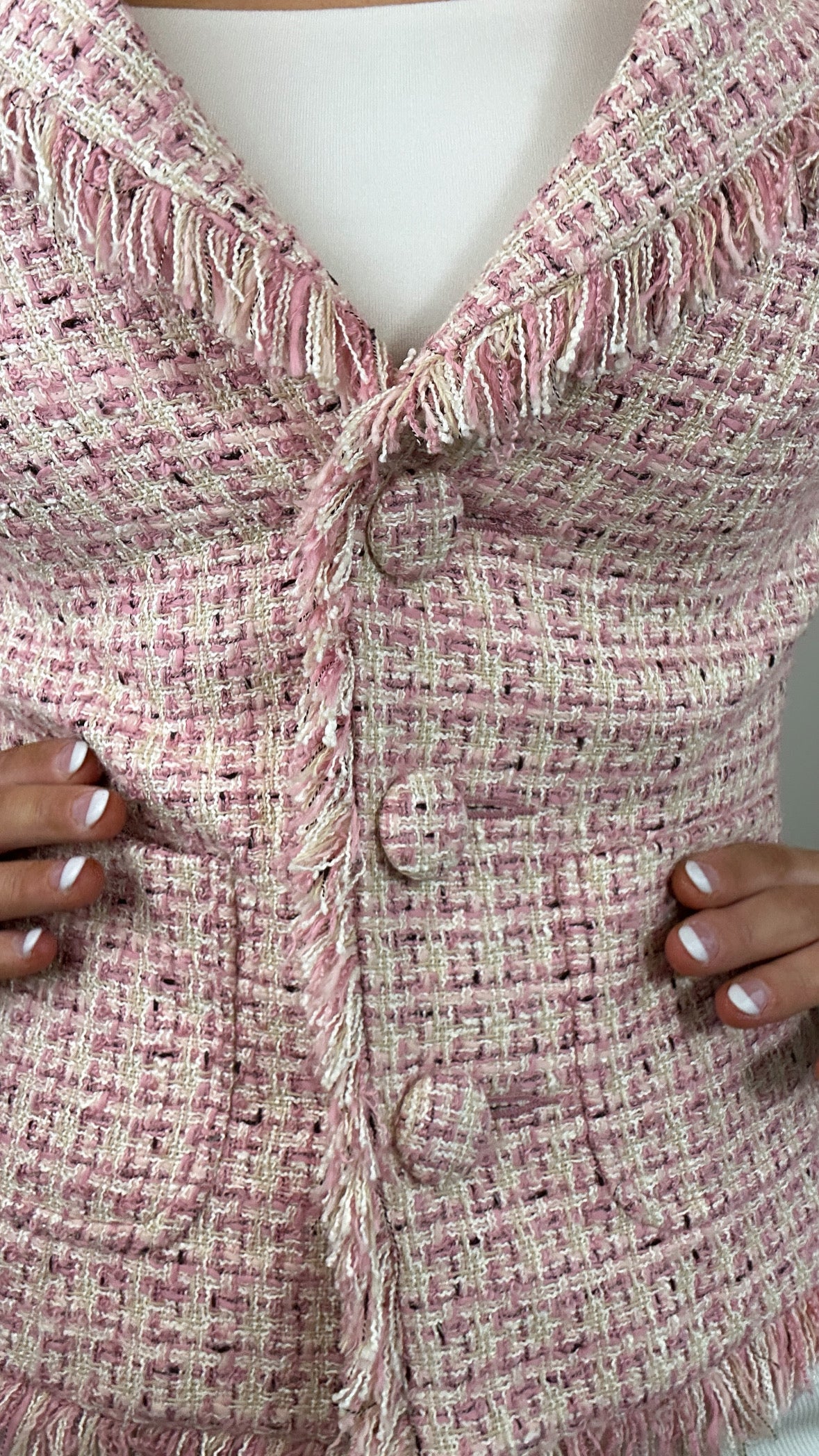 Y2k Vintage Arden B. Pink Tweed 3/4 Sleeve Blazer
