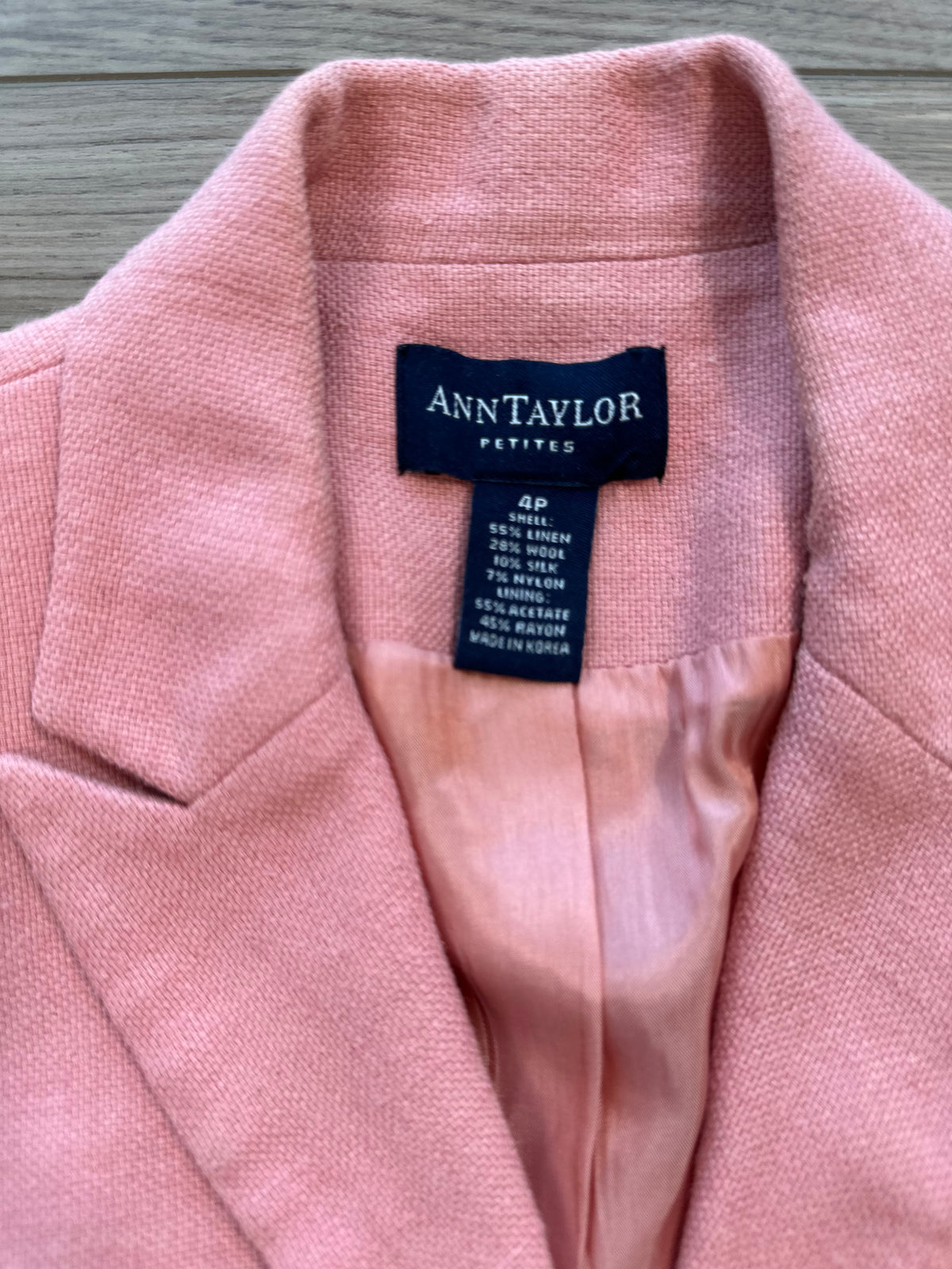 Vintage Ann Taylor Linen Silk Blend Mauve Pink Blazer