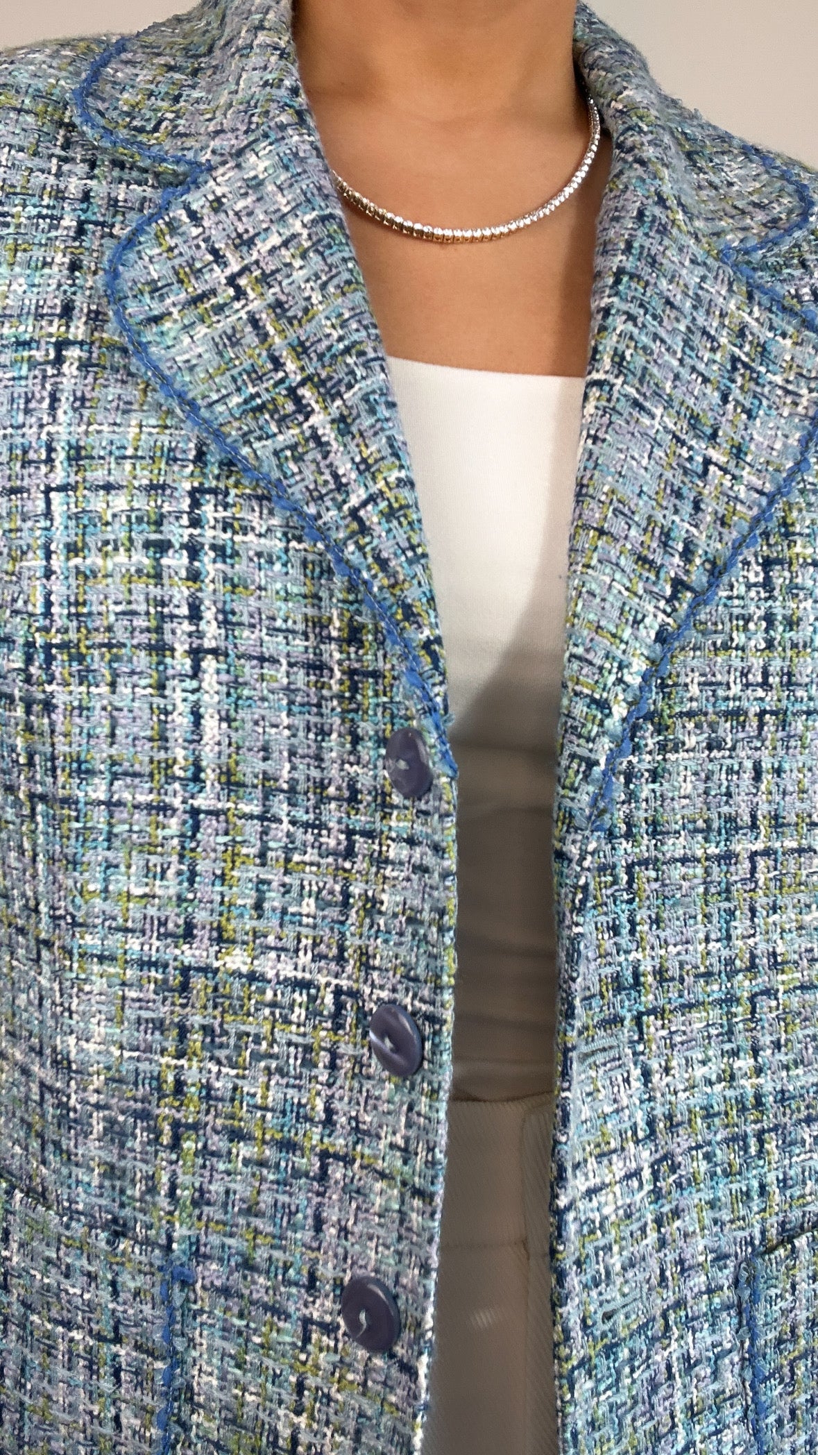 Y2k Vintage Blue Green Purple Tweed Dress Barn Blazer