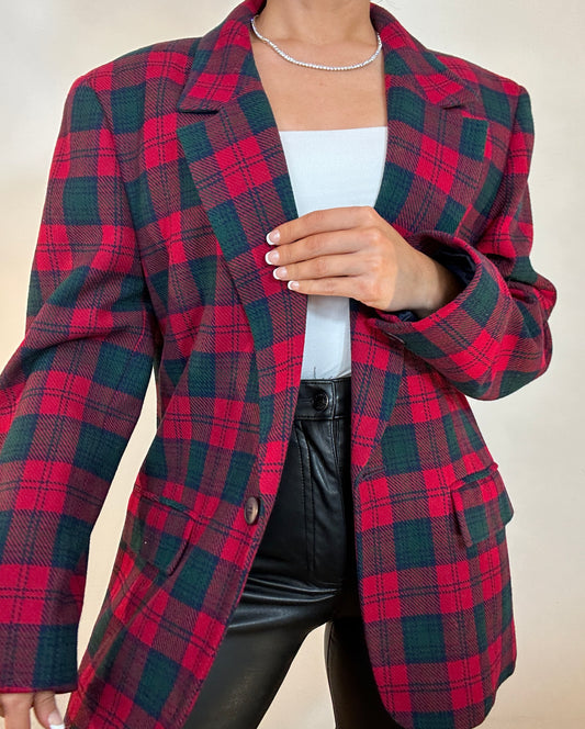 Vintage Pendleton Wool Christmas Plaid Blazer Jacket