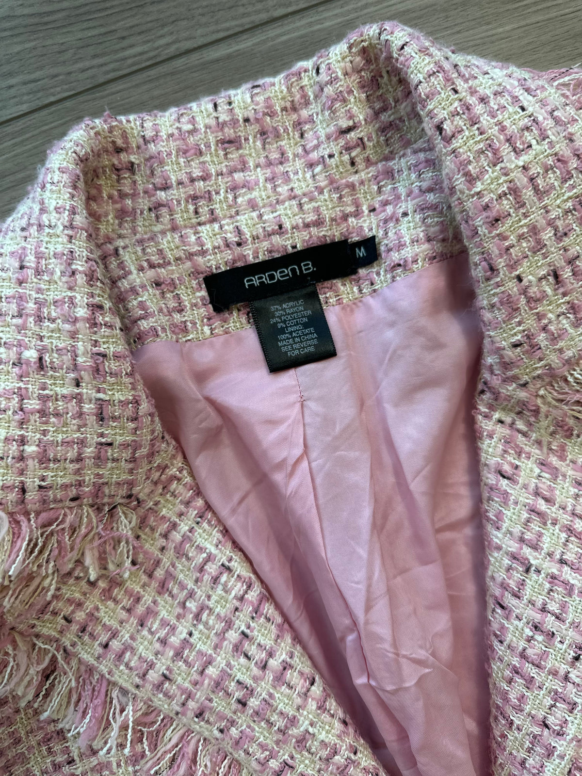 Y2k Vintage Arden B. Pink Tweed 3/4 Sleeve Blazer
