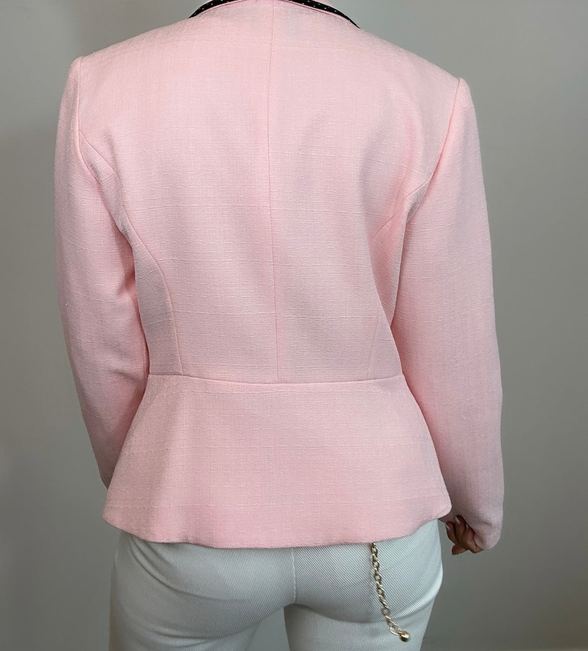 Vintage Danny & Nicole Light Pink Black Floral Corsage Detail Blazer